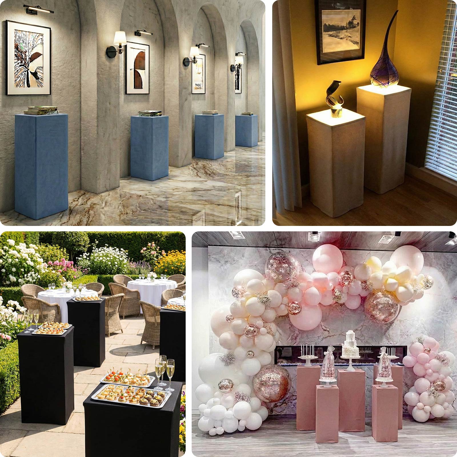 Set of 5 Nude Spandex Rectangle Pillar Prop Covers, Stretchable Pedestal Stand Covers - 160 GSM - Image 5