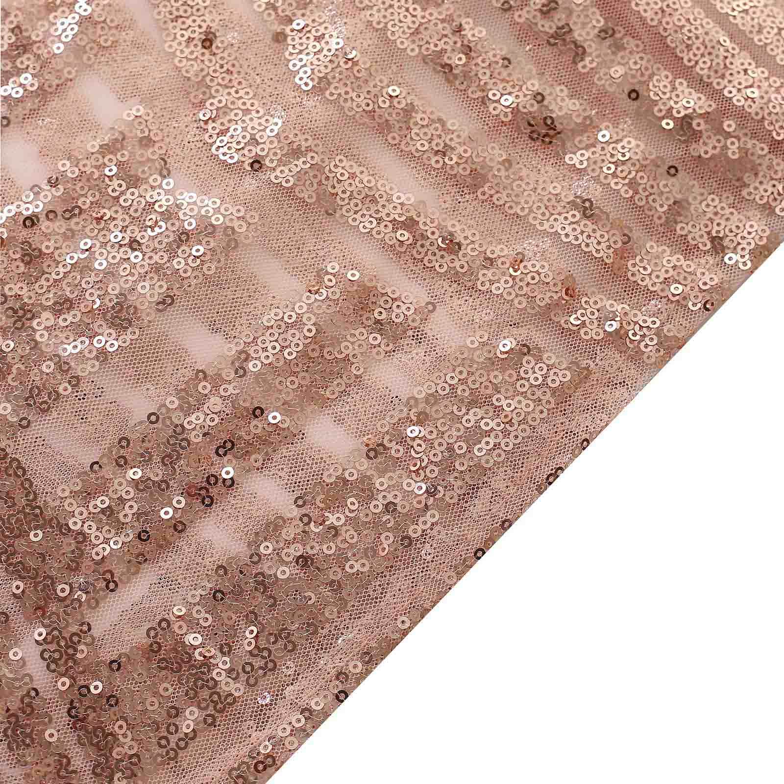 Set of 5 Rose Sequin Mesh Cylinder Pillar Prop Covers with Geometric Pattern Embroidery, Sparkly Sheer Tulle Pedestal Stand Covers - Image 11