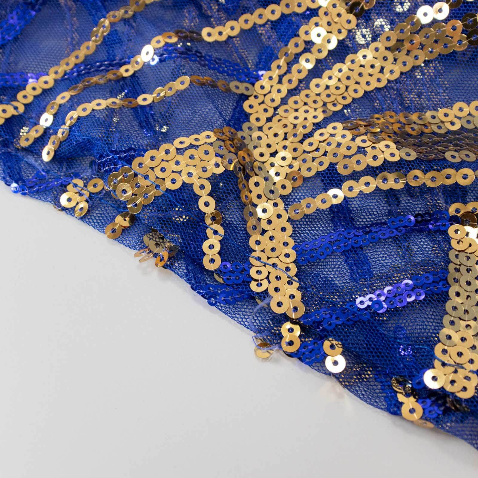 Set of 5 Royal Blue Wave Mesh Cylinder Pillar Prop Covers with Embroidered Sequins, Premium Pedestal Stand Covers - 160 GSM - Image 14