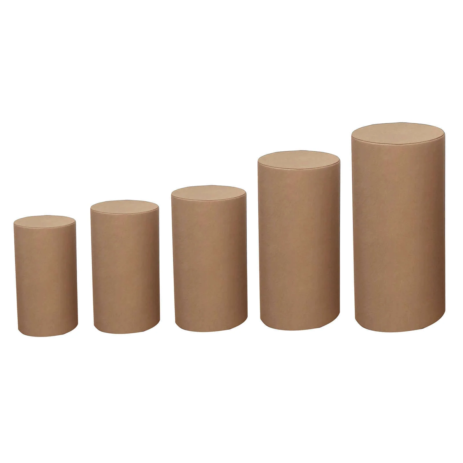 Set of 5 Taupe Spandex Cylinder Pillar Prop Covers, Stretchable Pedestal Stand Covers - 160 GSM - Image 7