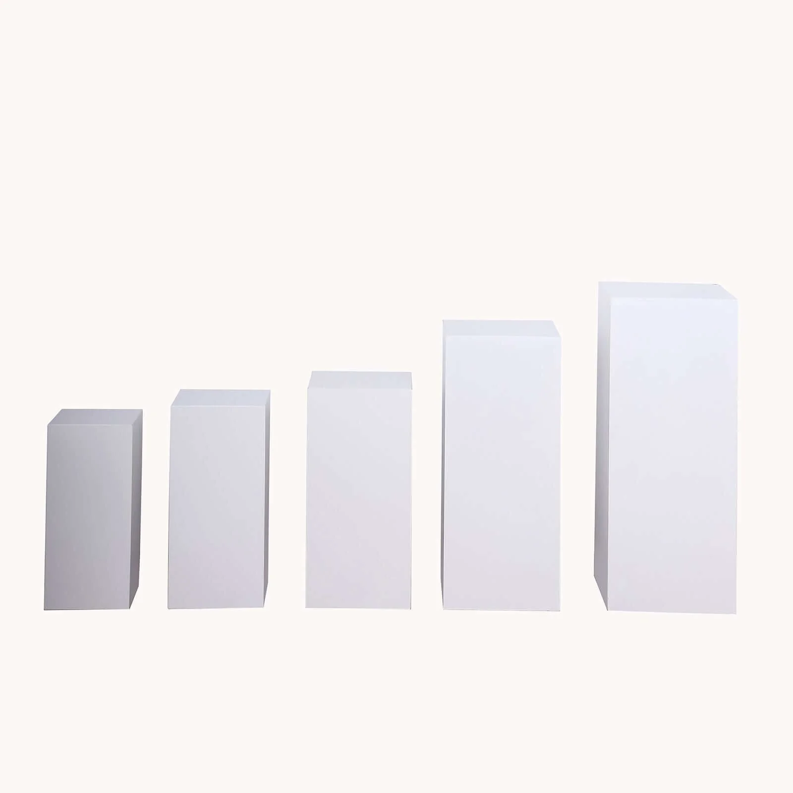 Set of 5 White Metal Rectangular Prop Pedestal Stands For Aisle Decor, Plinth Pillar Display Boxes - Image 7