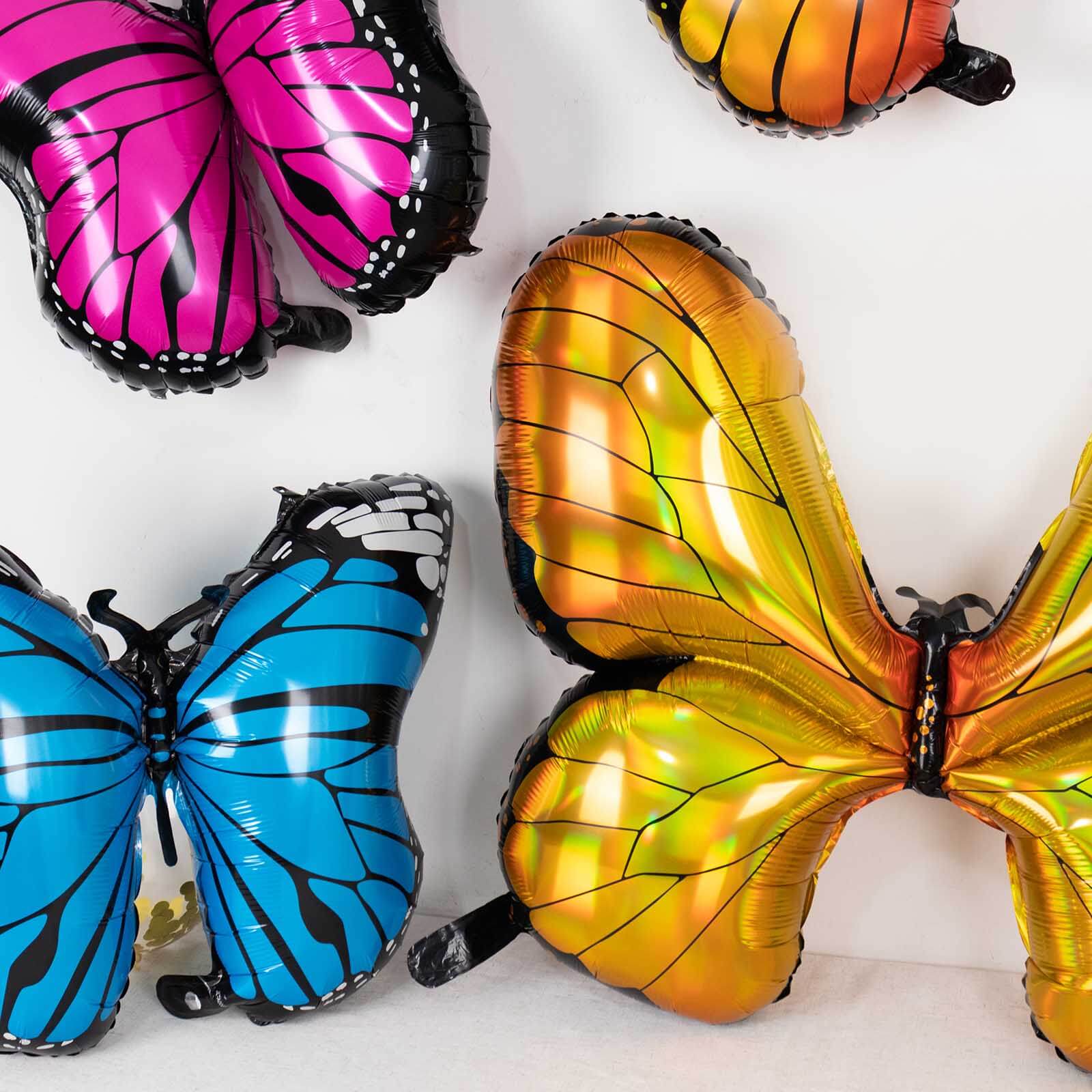 Set of 6 Assorted Butterfly Mylar Foil Balloons, Fairy Tale Theme Party Balloons - 21",23",28" - Image 11