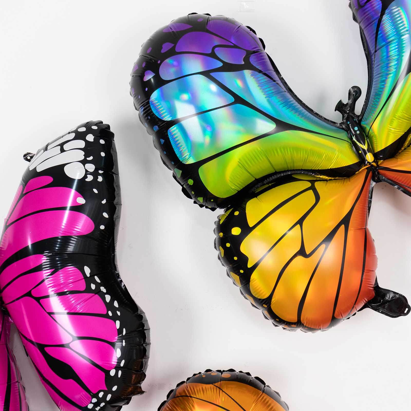 Set of 6 Assorted Butterfly Mylar Foil Balloons, Fairy Tale Theme Party Balloons - 21",23",28" - Image 12