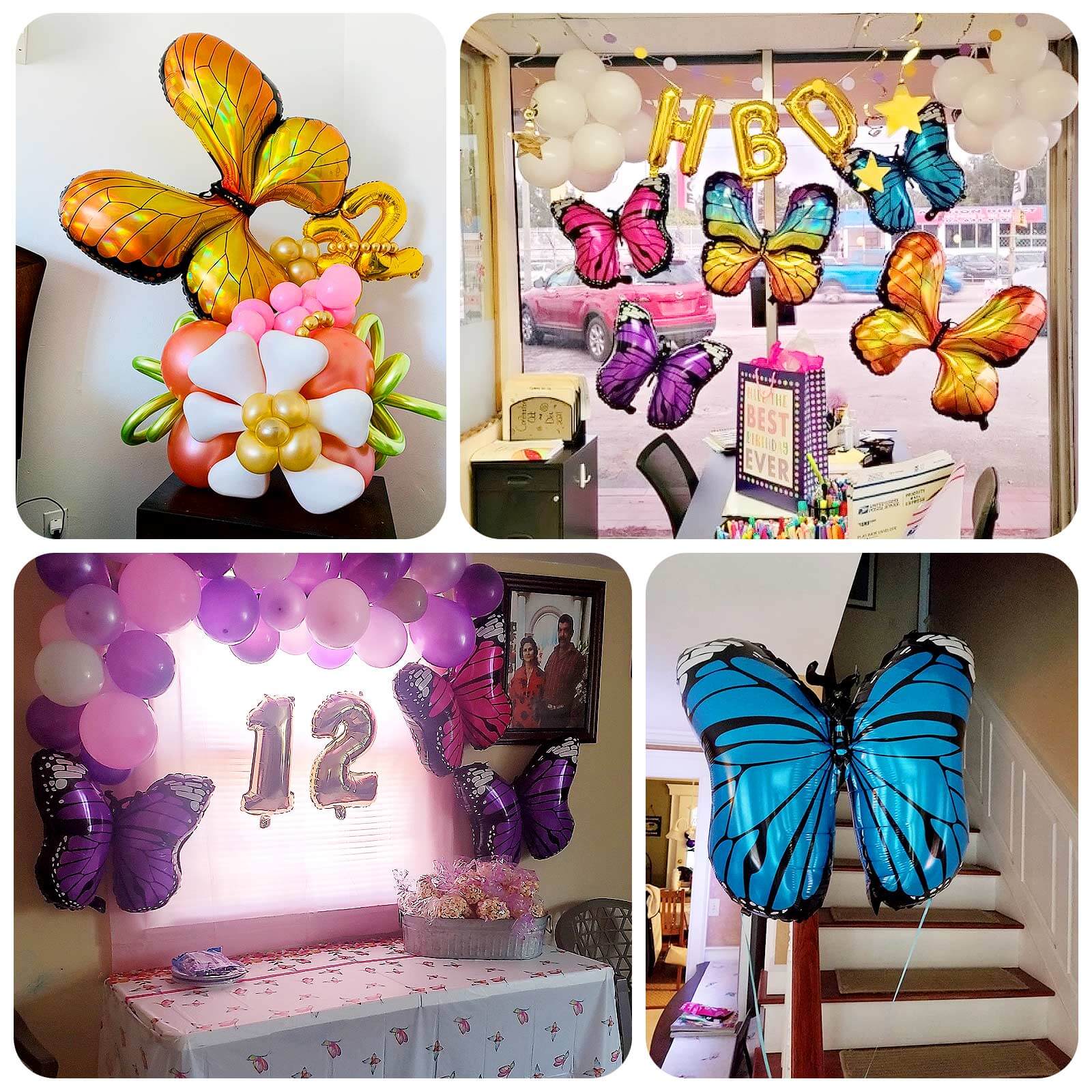 Set of 6 Assorted Butterfly Mylar Foil Balloons, Fairy Tale Theme Party Balloons - 21",23",28" - Image 5