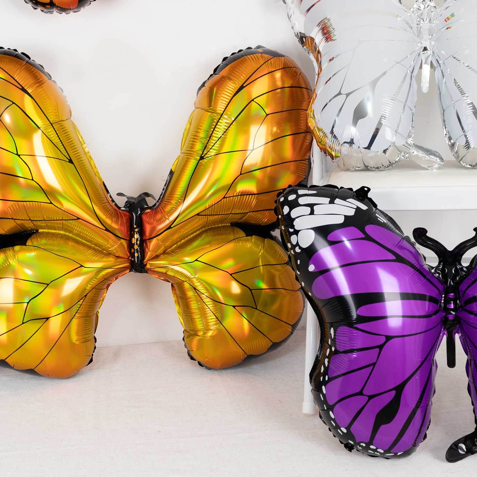 Set of 6 Assorted Butterfly Mylar Foil Balloons, Fairy Tale Theme Party Balloons - 21",23",28" - Image 8