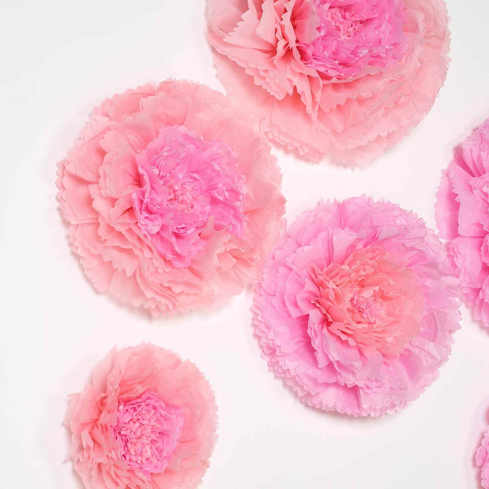 Set of 6 Blush Pink Carnation 3D Paper Flowers Wall Decor 7",9",11" - Image 2
