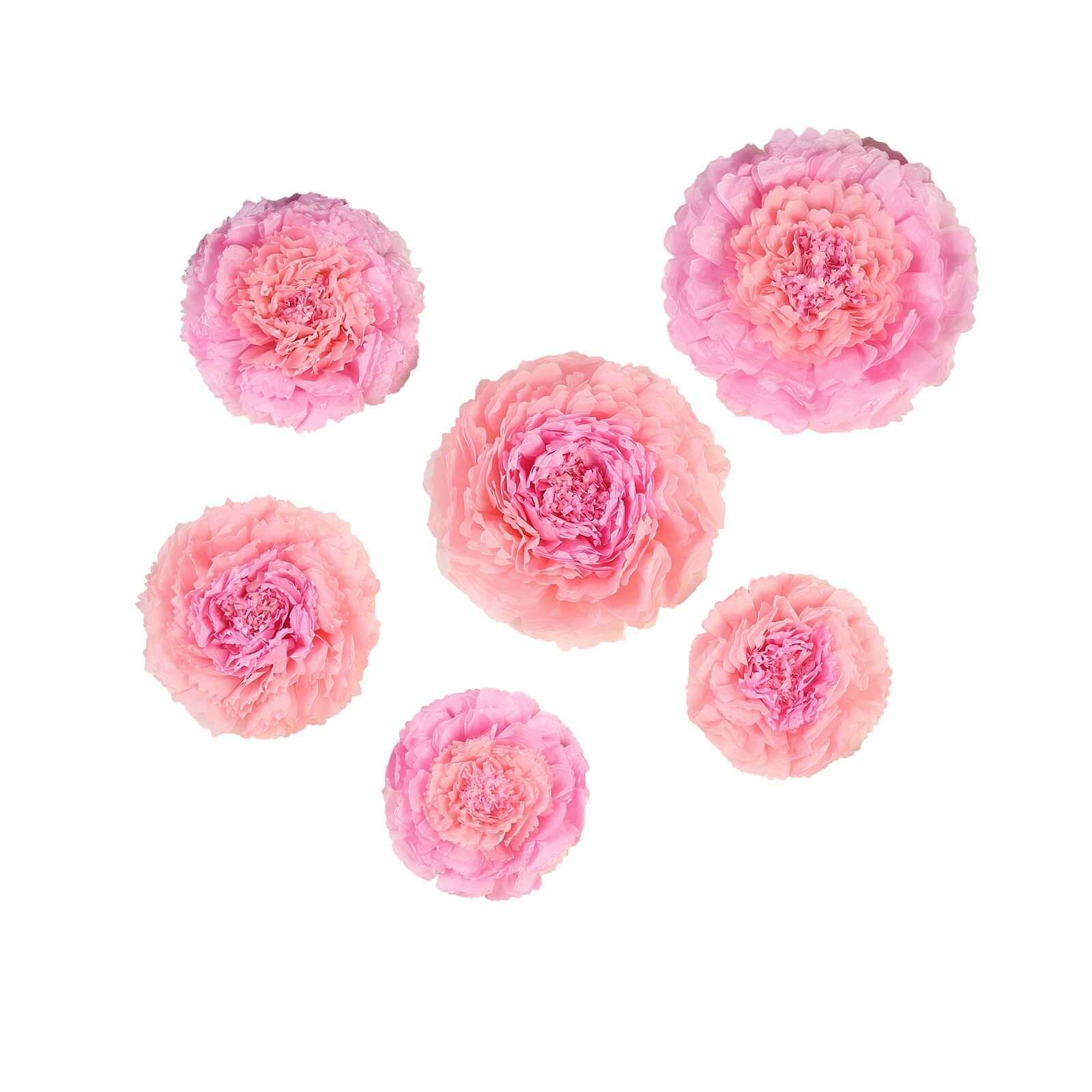 Set of 6 Blush Pink Giant Carnation 3D Paper Flowers Wall Decor 12",16",20" - Image 7