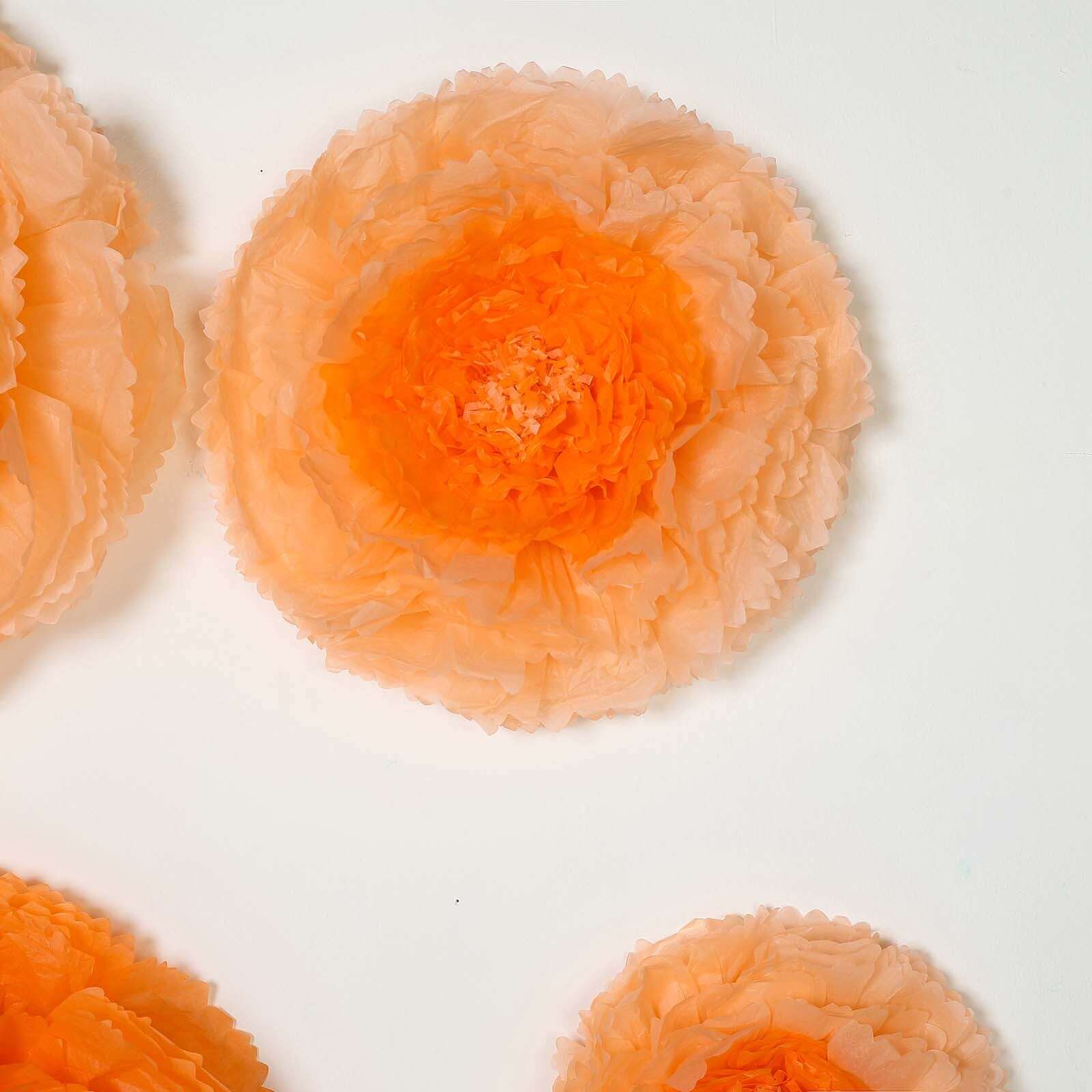 Set of 6 Coral Orange Giant Carnation 3D Paper Flowers Wall Decor 12",16",20" - Image 6