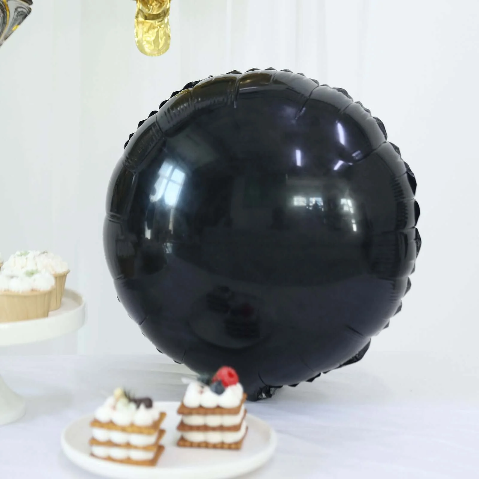 Set of 6 Gold/Black Marble Mylar Foil Party Balloon Set, Star, Round and Crown Balloon Bouquet With Ribbon, Party Decorations - Image 8