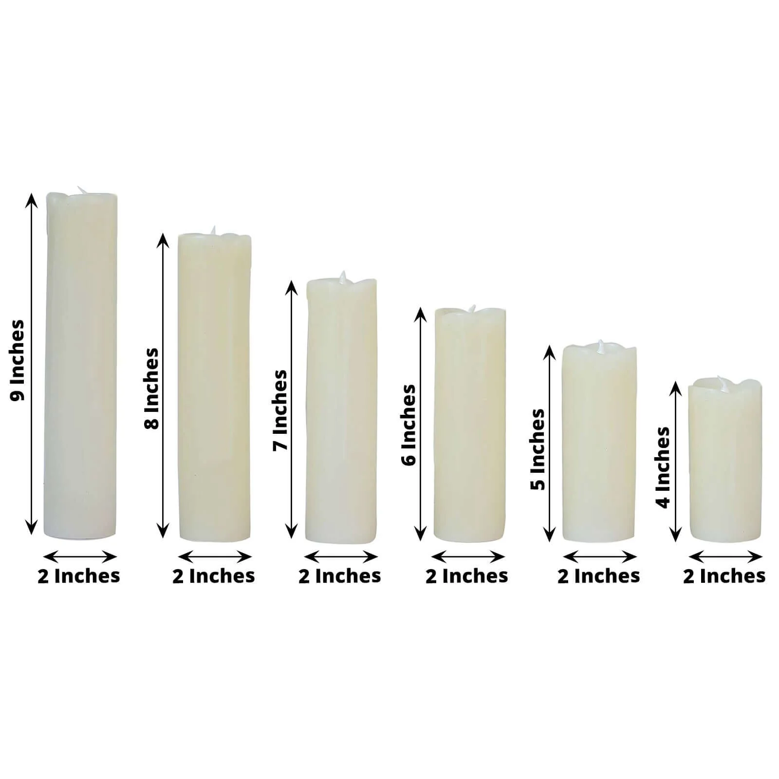Set of 6 LED Drip Wax Pillar Candles Ivory- Flameless Flicker Battery Operated Luminaria Lighting - Image 3