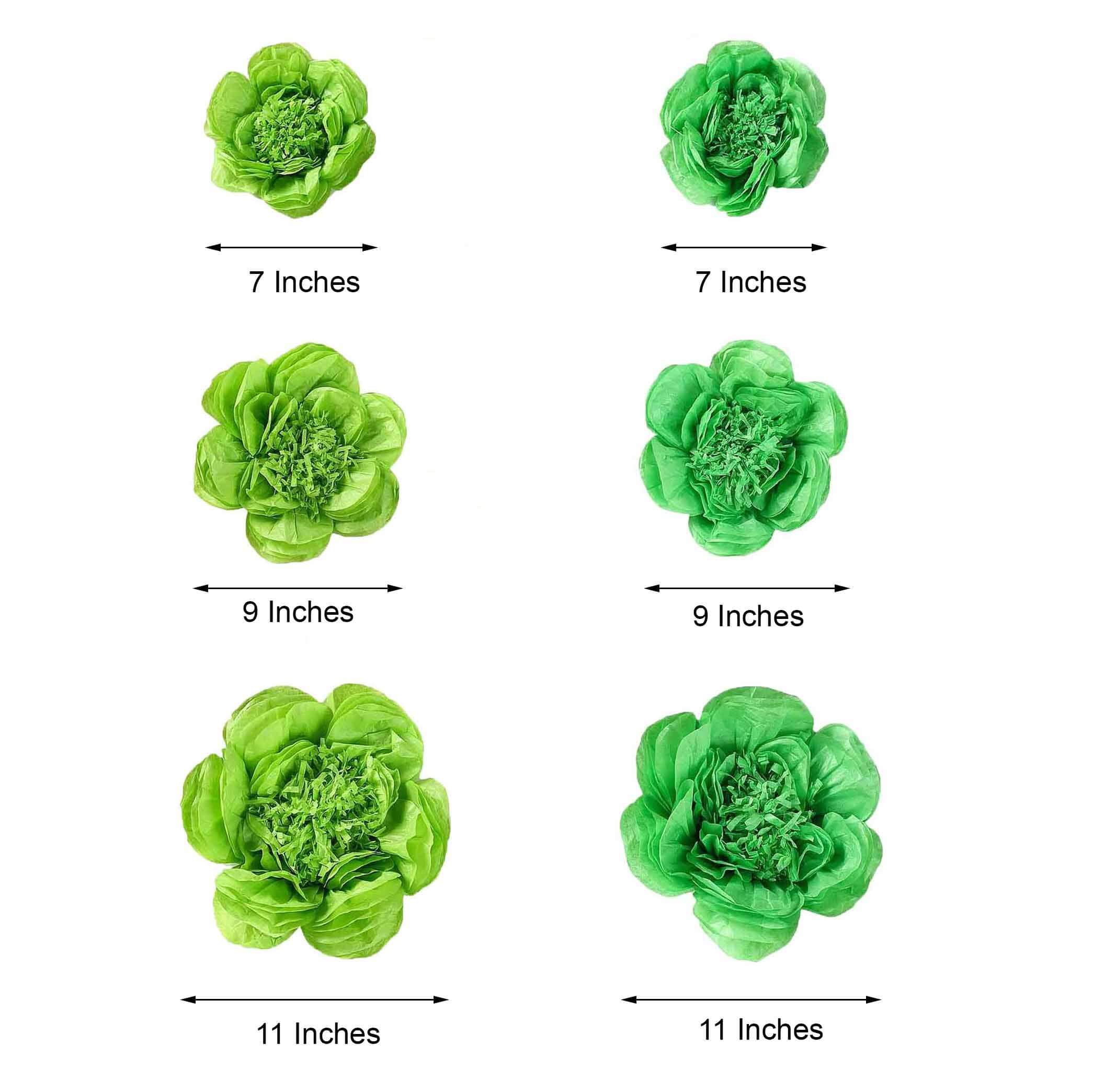 Set of 6 Mint / Apple Green Peony 3D Paper Flowers Wall Decor 7",9",11" - Image 3