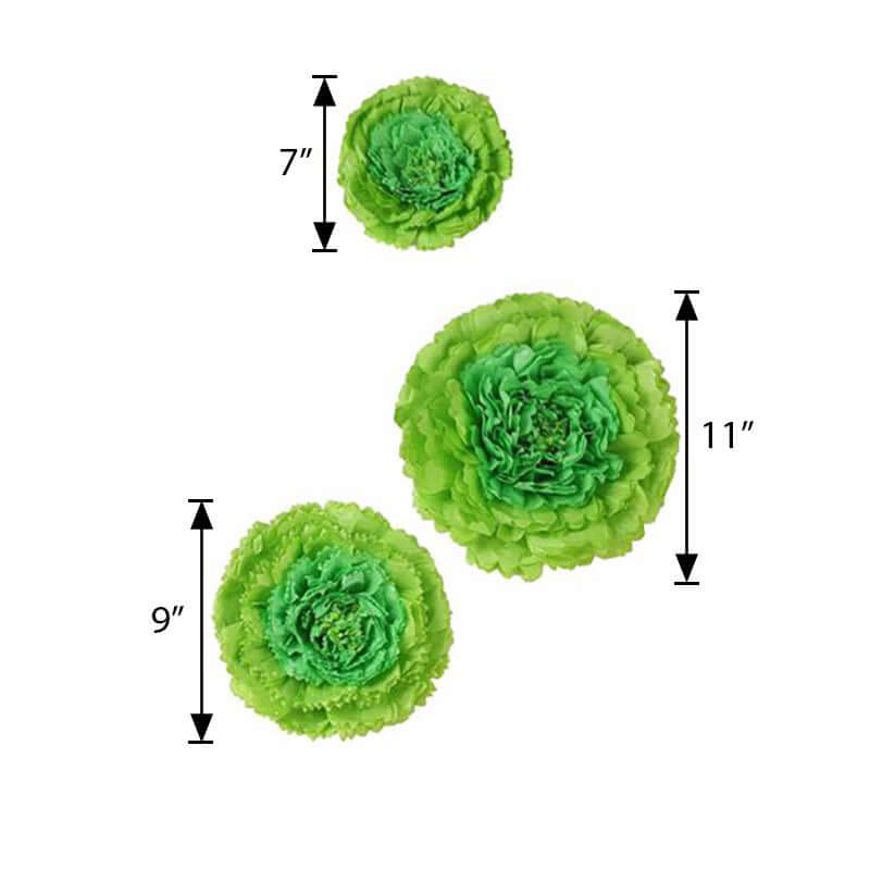Set of 6 Mint Green Carnation 3D Paper Flowers Wall Decor 7",9",11" - Image 3