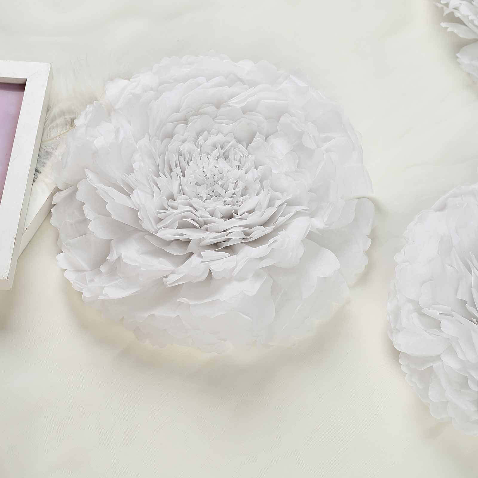 Set of 6 White Carnation 3D Paper Flowers Wall Decor 7",9",11" - Image 2
