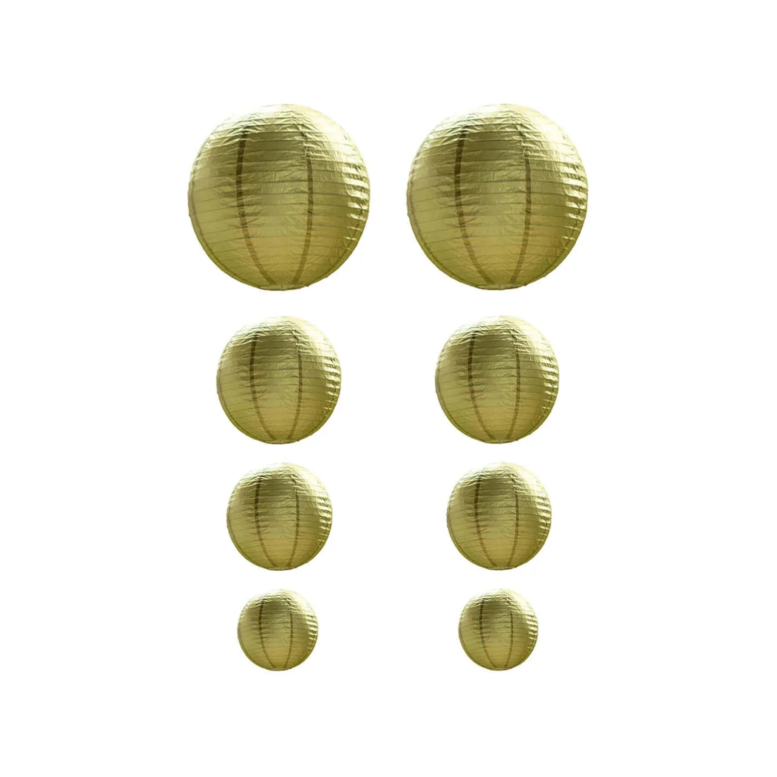 Set of 8 Gold Hanging Paper Lanterns, Assorted Size Decorative Round Chinese Sky Lanterns - 6",8",10",14" - Image 7