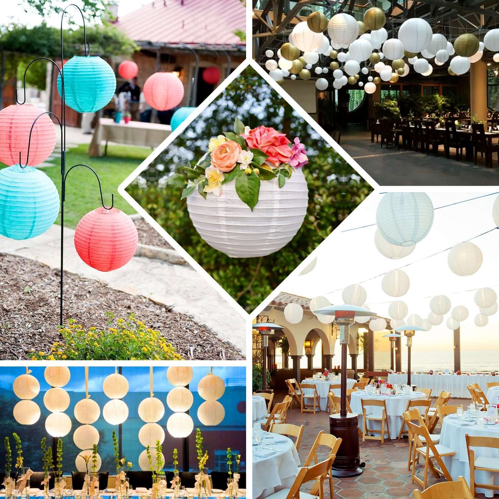 Set of 8 Mixed Black Gold Hanging Paper Lanterns, Assorted Size Decorative Round Chinese Sky Lanterns - 6",8",10",14" - Image 5