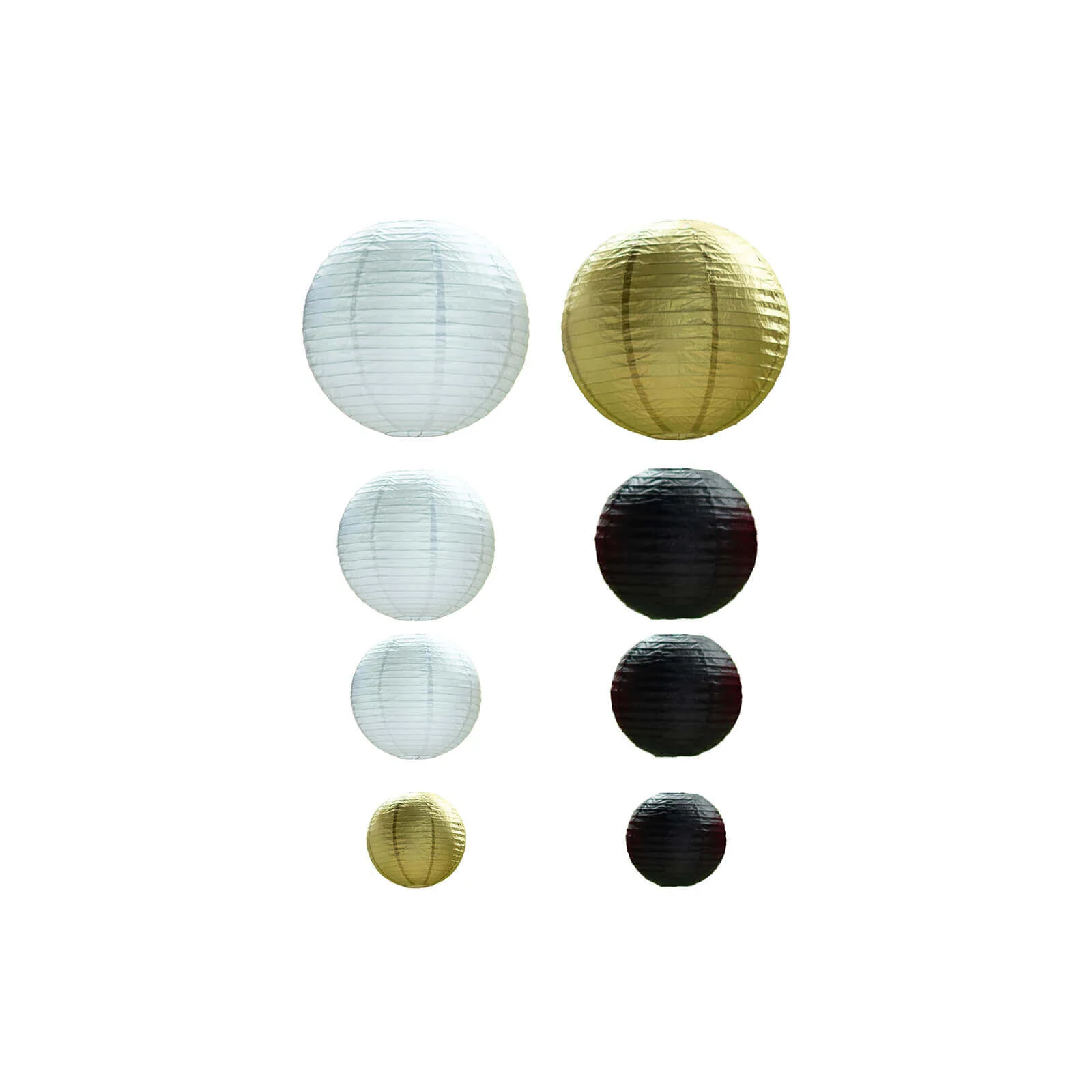 Set of 8 Mixed Black Gold Hanging Paper Lanterns, Assorted Size Decorative Round Chinese Sky Lanterns - 6",8",10",14" - Image 7