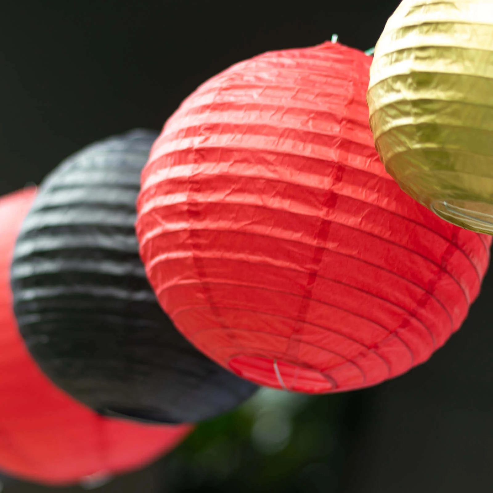 Set of 8 Mixed Red Gold Hanging Paper Lanterns, Assorted Size Decorative Round Chinese Sky Lanterns - 6",8",10",14" - Image 14