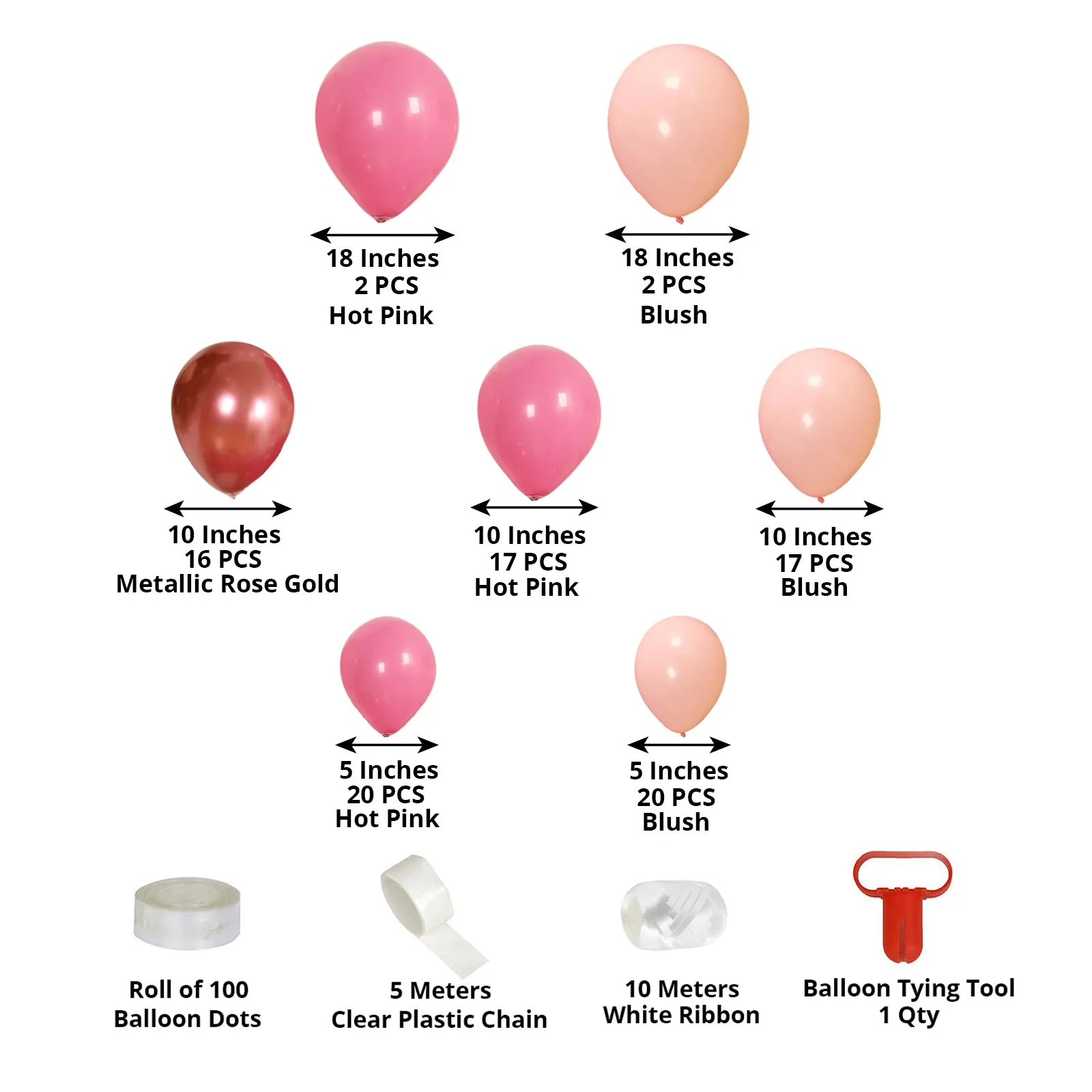 Set of 94 Rose Gold Pink Biodegradable Latex Balloon Garland Kit, Thick Party Balloon Arch - Image 3
