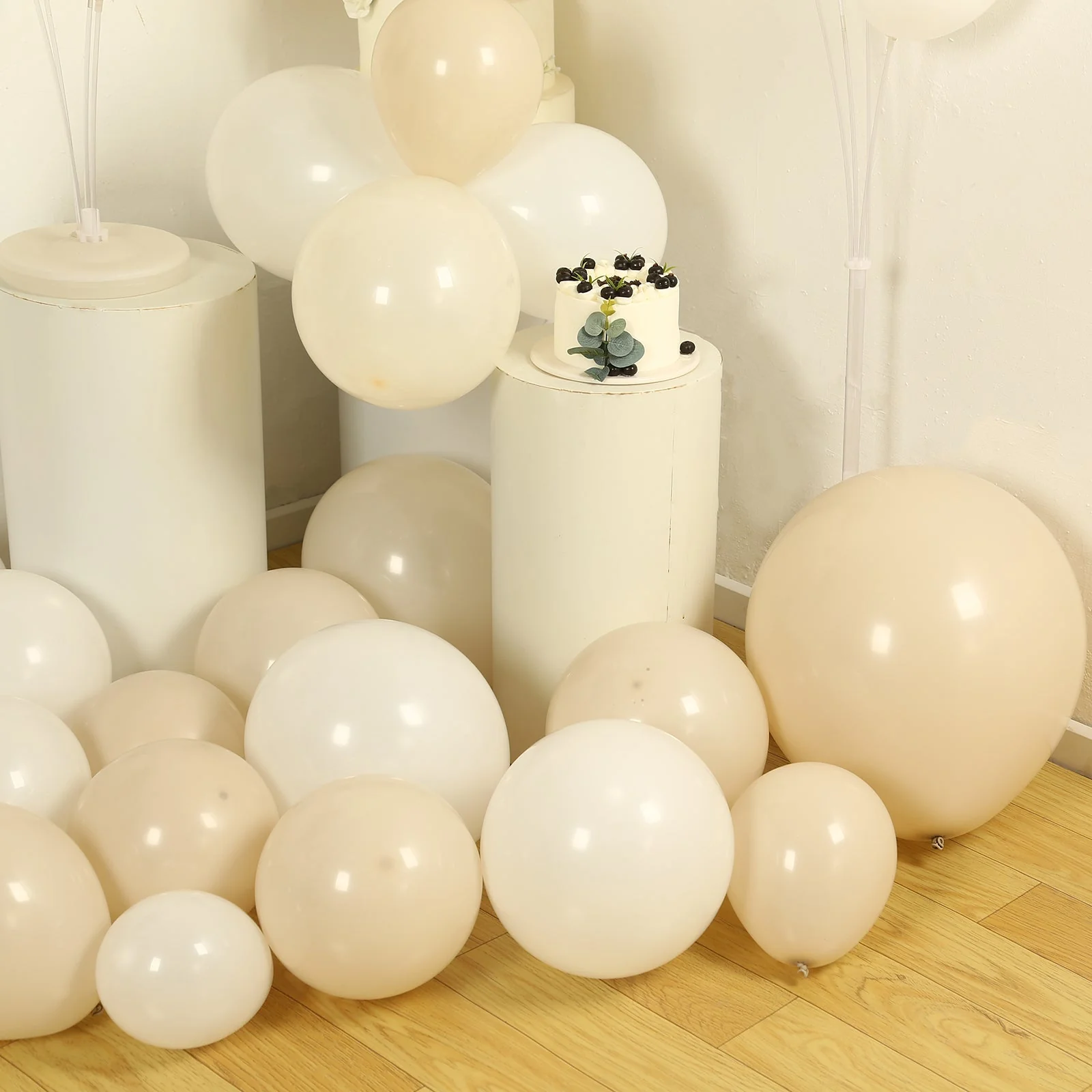 Set of 95 White Beige Biodegradable Balloon Garland, Extra Strong Eco-friendly Latex Party Balloon Arch Kit - Image 2