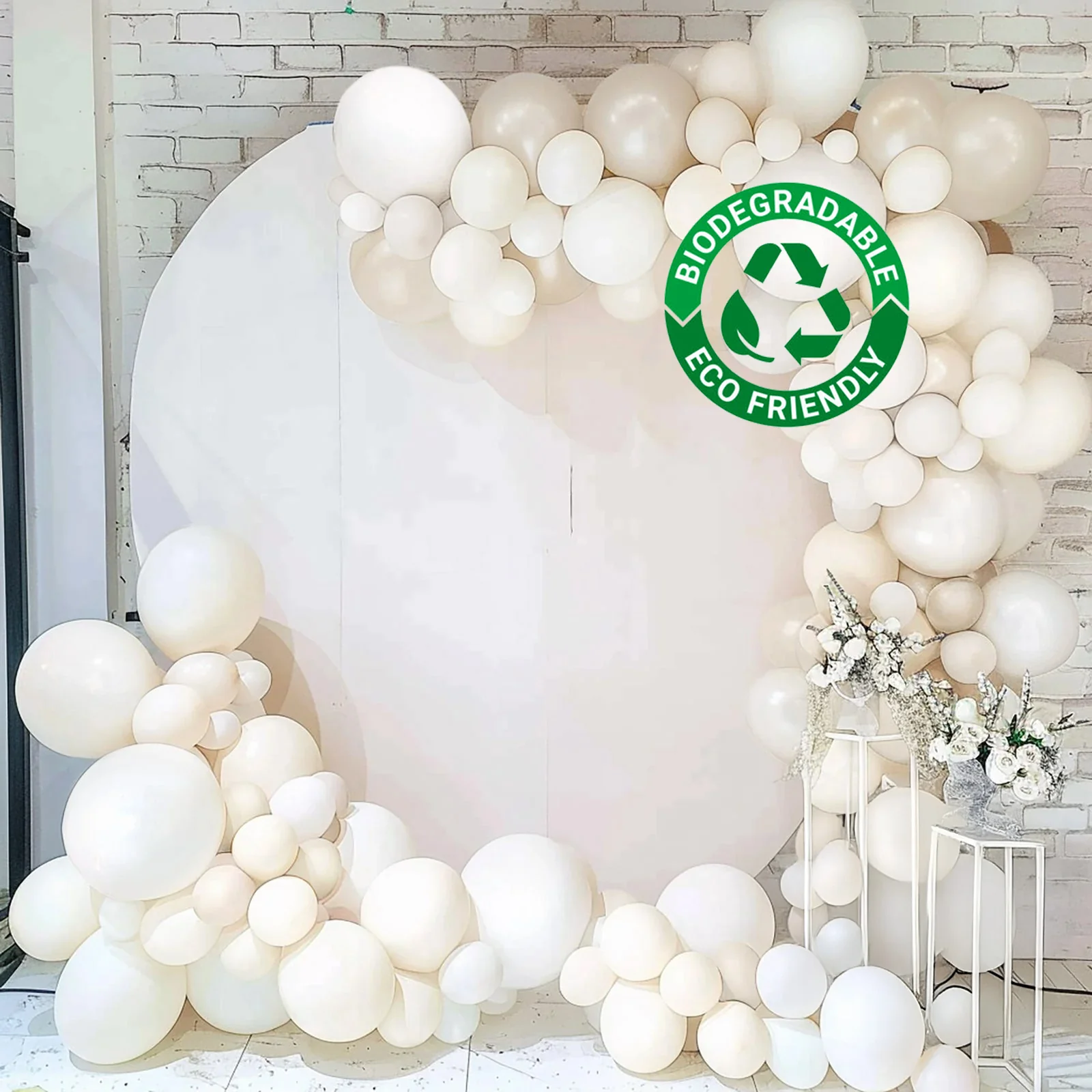 Set of 95 White Beige Biodegradable Balloon Garland, Extra Strong Eco-friendly Latex Party Balloon Arch Kit - Image 9