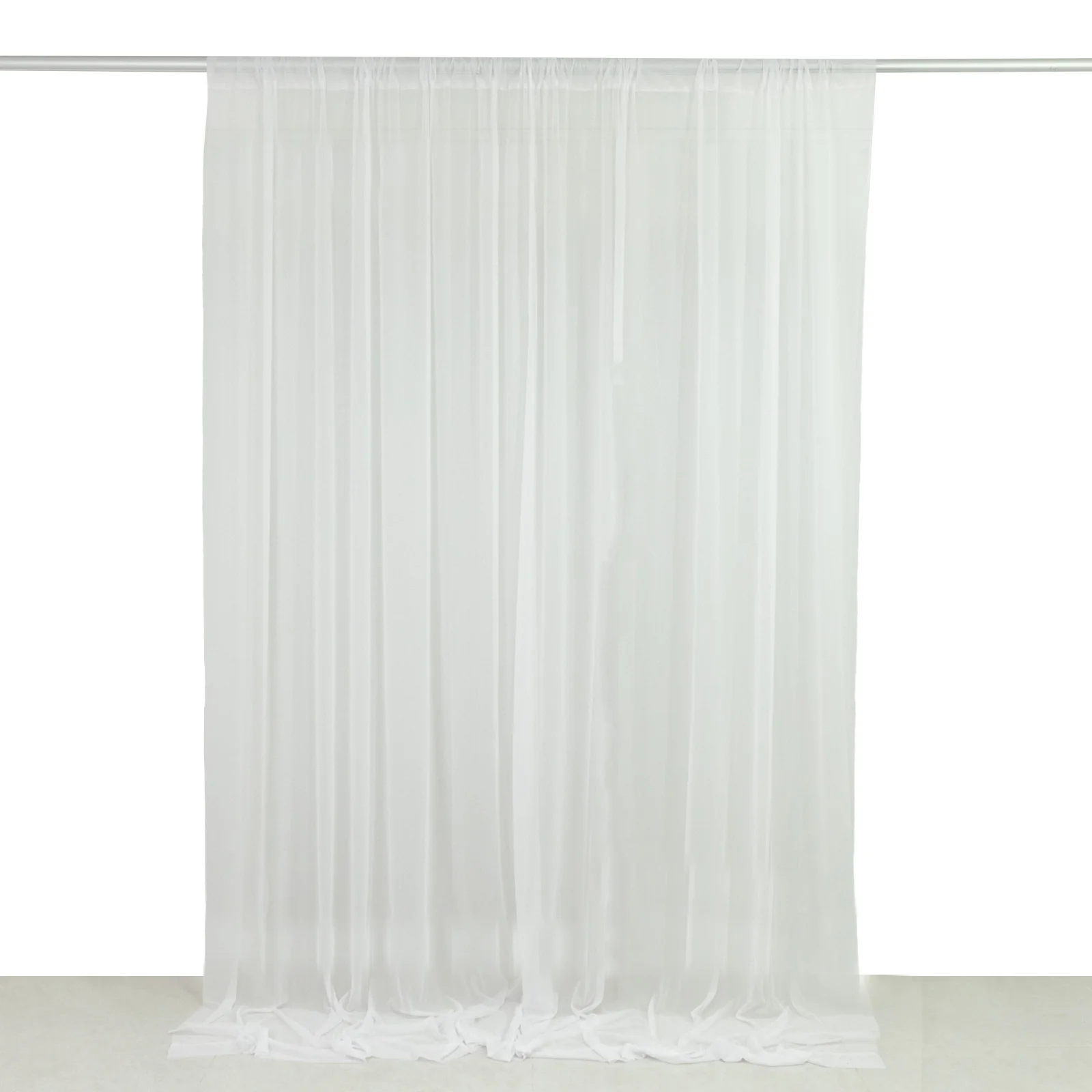 Sheer Wedding Arch Drape 10ft × 10ft White – Backdrop Curtain Panel with Rod Pocket - Image 2
