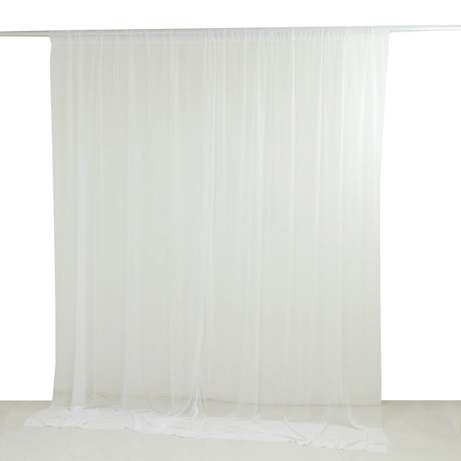 Sheer Wedding Arch Drape 10ft × 10ft White – Backdrop Curtain Panel with Rod Pocket - Image 8