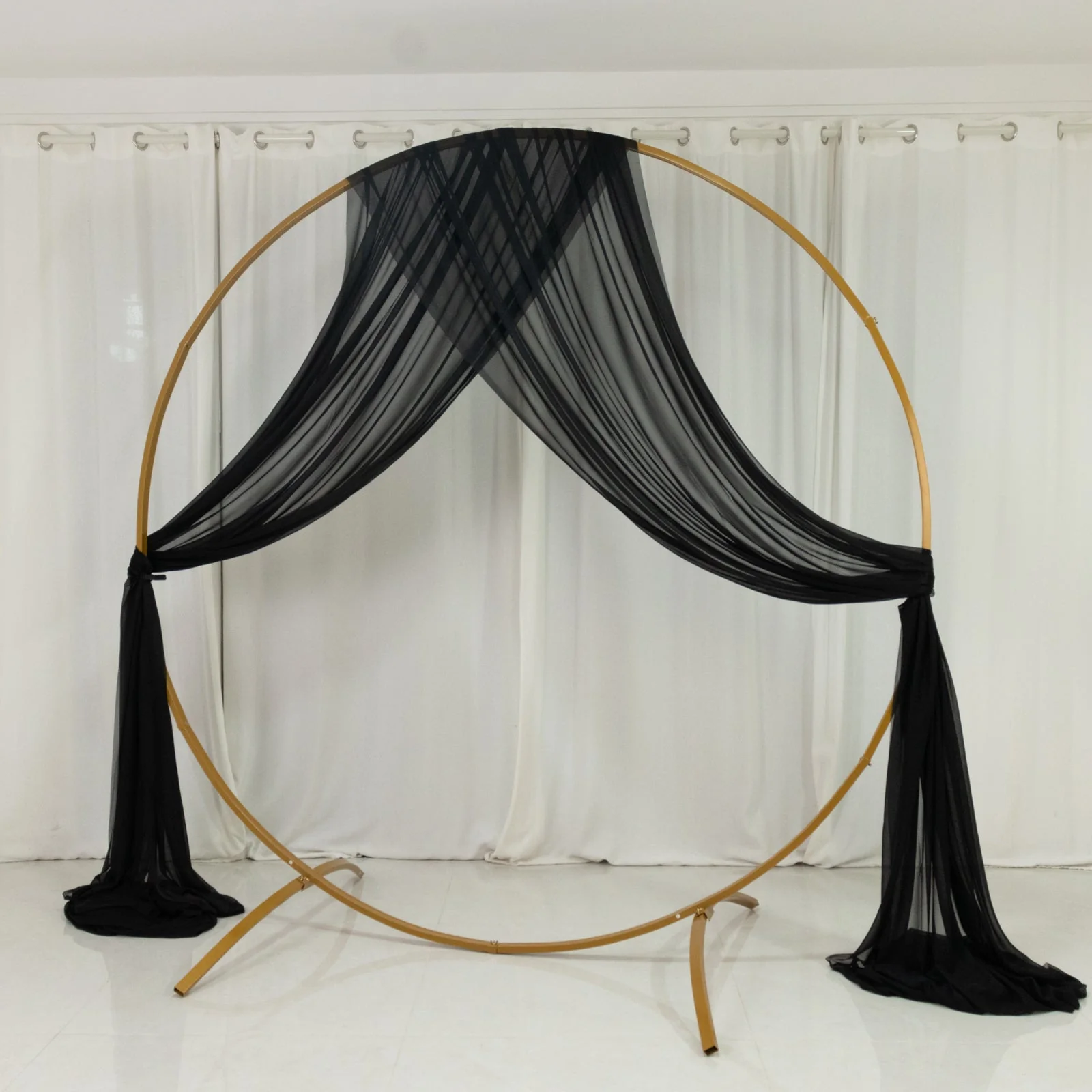 Sheer Wedding Arch Drape – 5ftx32ft Black Sheer Curtain Backdrop, Ceiling Drapery Panel - Image 2