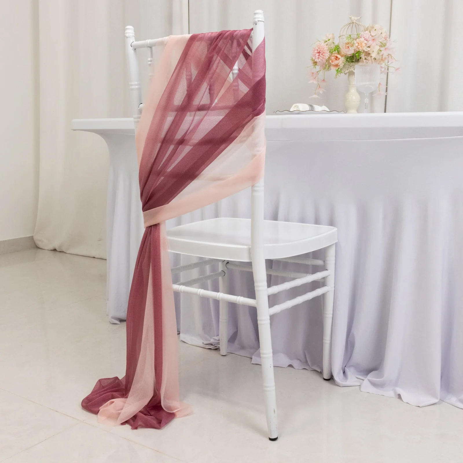 20-Pack Sheer Chair Sash in Mauve Blush, 9ft Long Shimmer Sheer Drape Chair Decor Set, Wrinkle-Free - Image 5