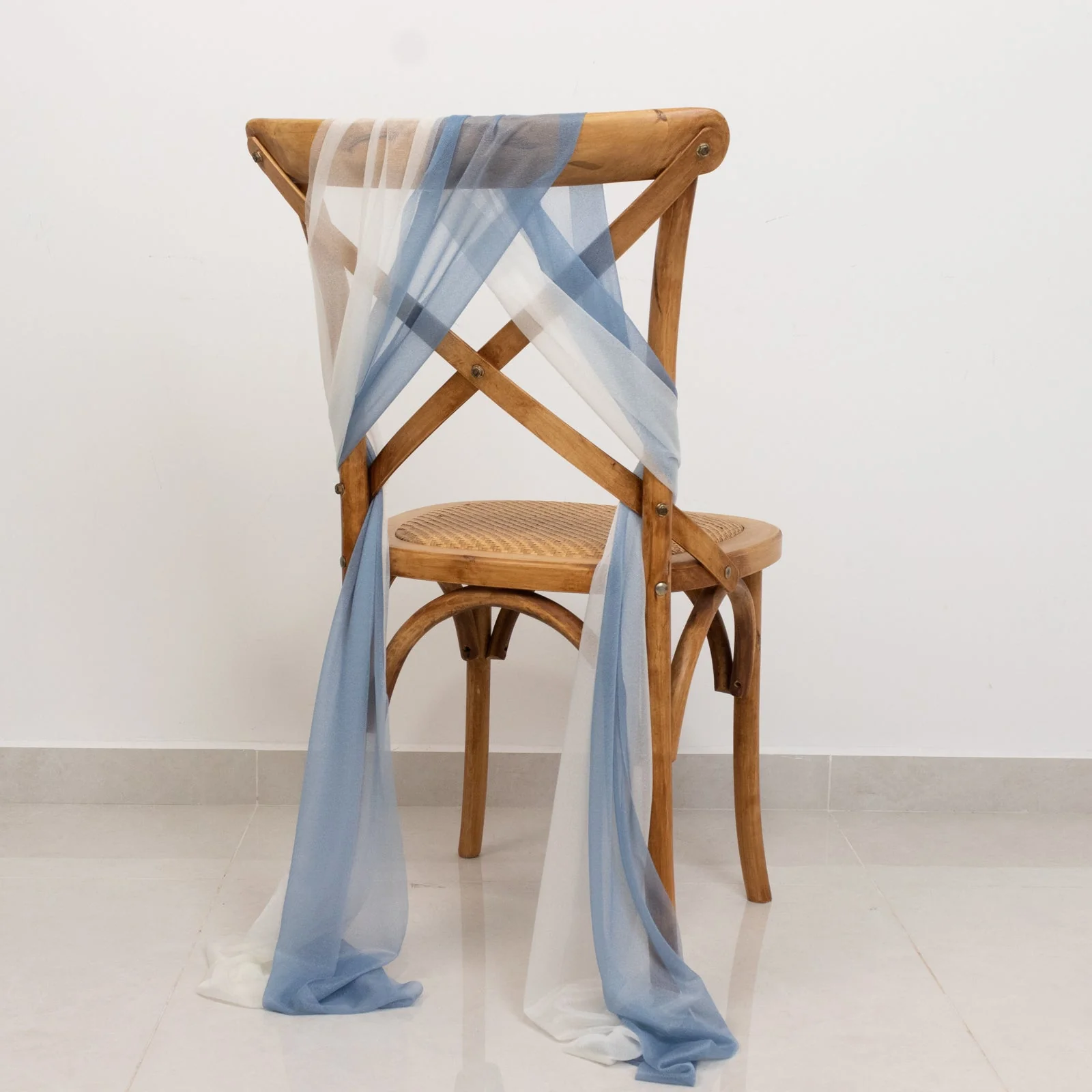 20-Pack Sheer Chair Sash in Dusty Blue Ivory, 9ft Long Shimmer Sheer Drape Chair Decor Set, Wrinkle-Free - Image 7
