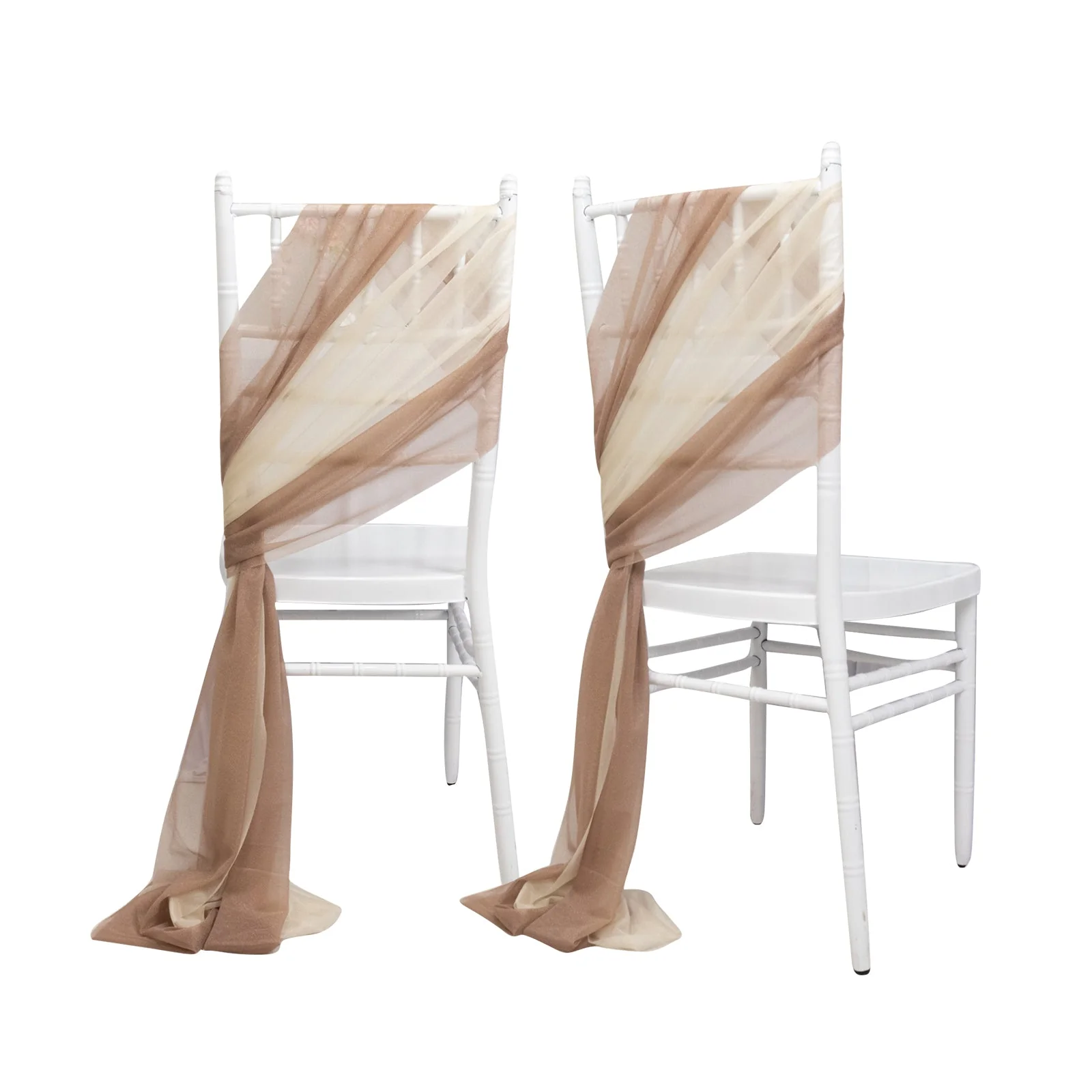 20-Pack Sheer Chair Sash in Taupe Beige, 9ft Long Shimmer Sheer Drape Chair Decor Set, Wrinkle-Free - Image 6