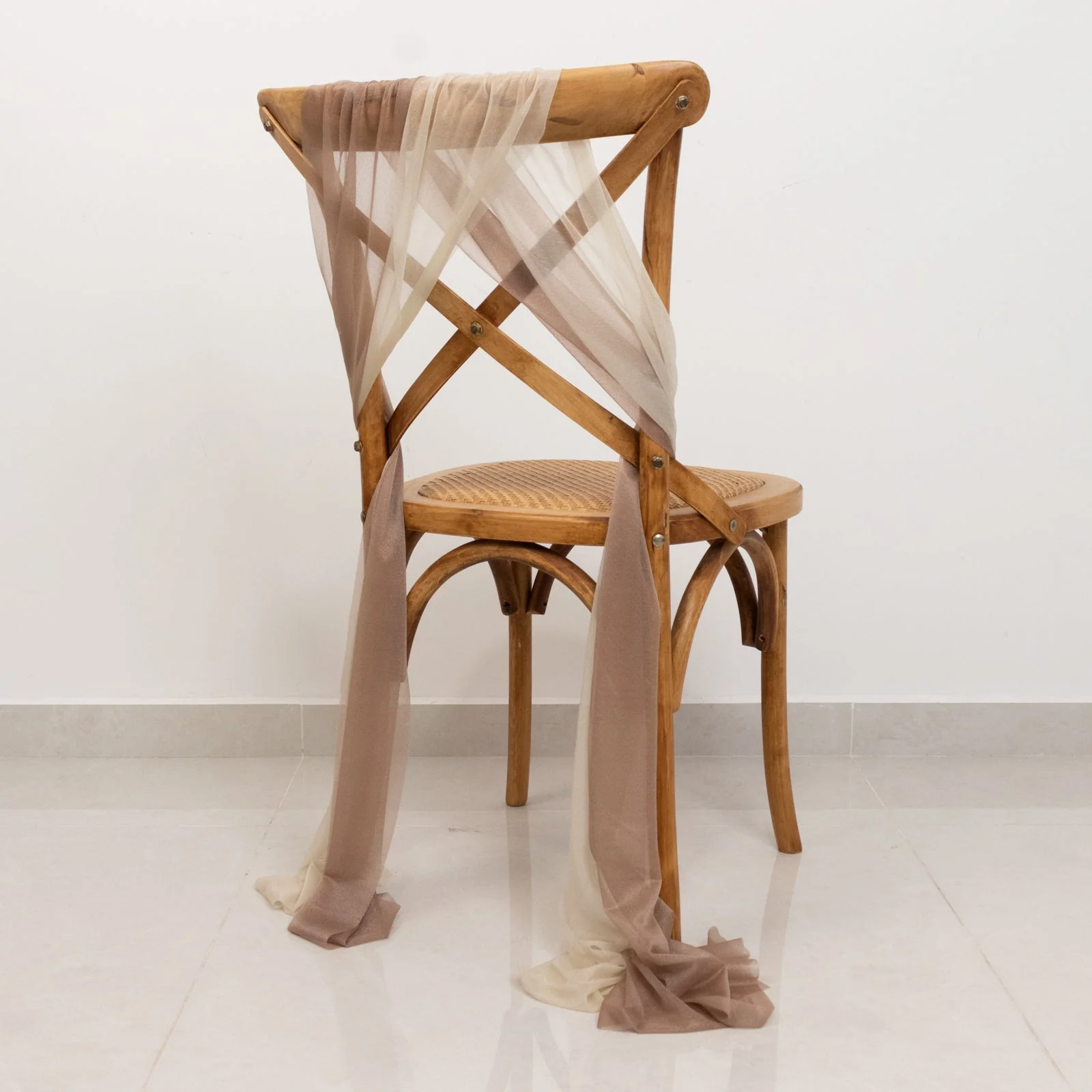 20-Pack Sheer Chair Sash in Taupe Beige, 9ft Long Shimmer Sheer Drape Chair Decor Set, Wrinkle-Free - Image 7