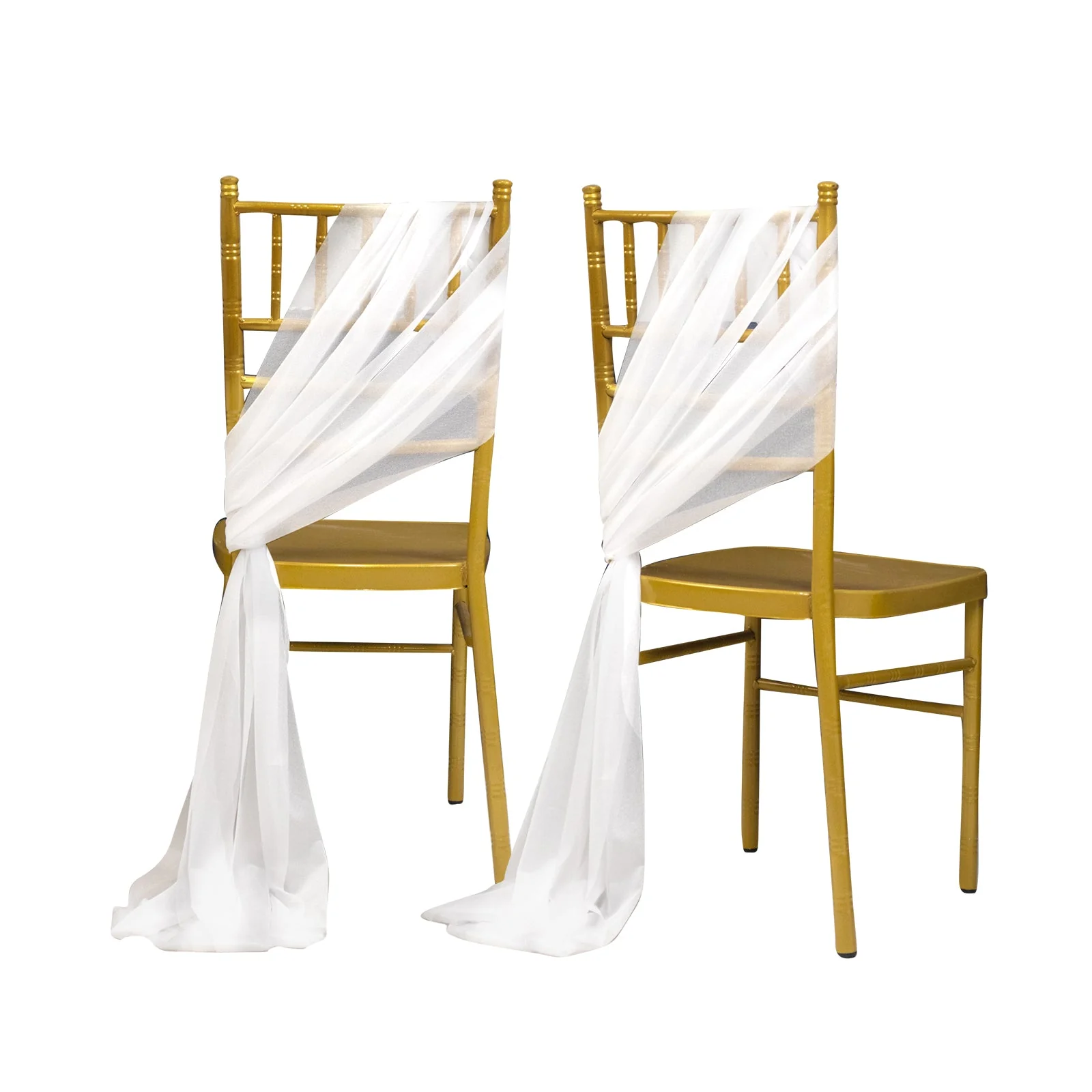 20-Pack Sheer Chair Sash in White, 9ft Long Shimmer Sheer Drape Chair Decor Set, Wrinkle-Free - Image 6