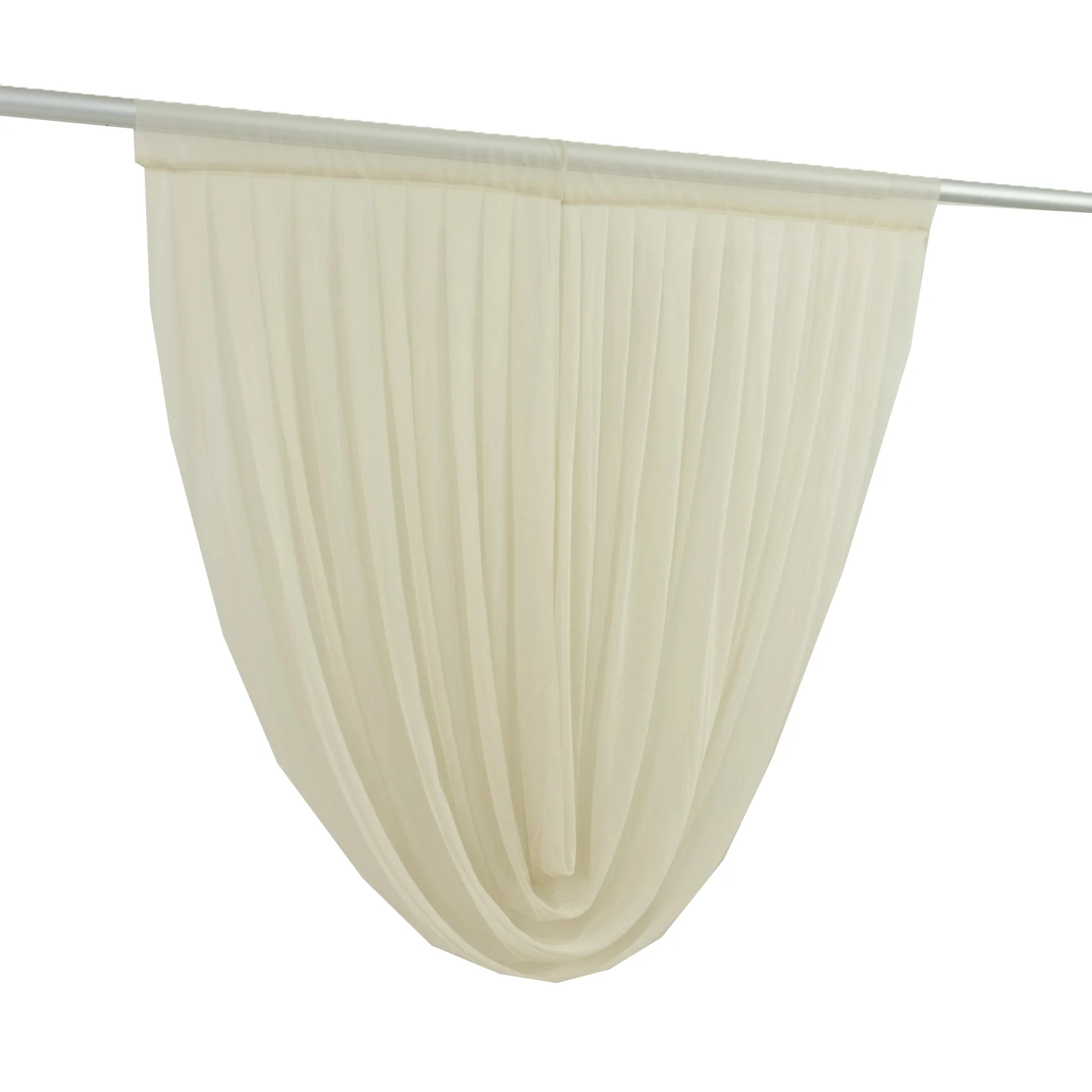 Sheer Chiffon Backdrop Valance Drapes – 4ft x 4ft Beige Curved Swag Topper Panel - Image 3
