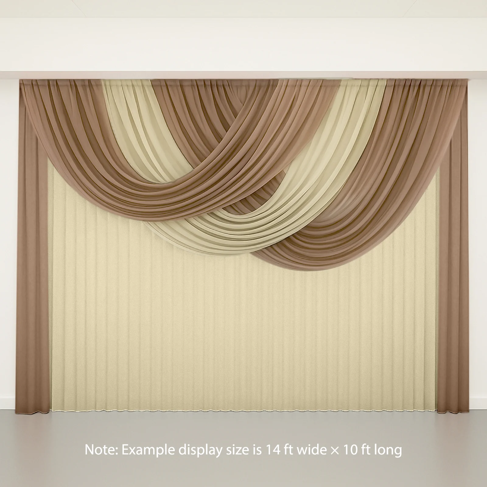 Sheer Chiffon Valance Curtain 4ft x 5ft – Beige Wedding Arch Voile Drape with Rod Pocket, Backdrop Panel - Image 2