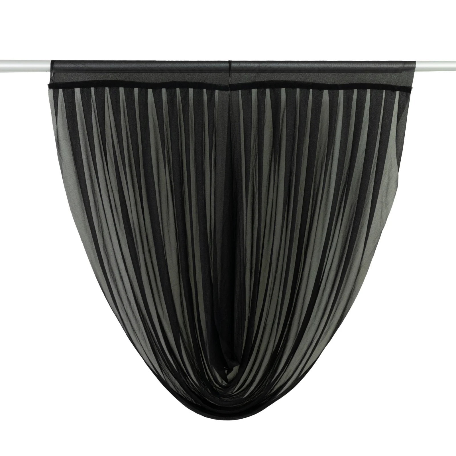 Sheer Chiffon Backdrop Valance Drapes – 4ft x 4ft Black Curved Swag Topper Panel - Image 2