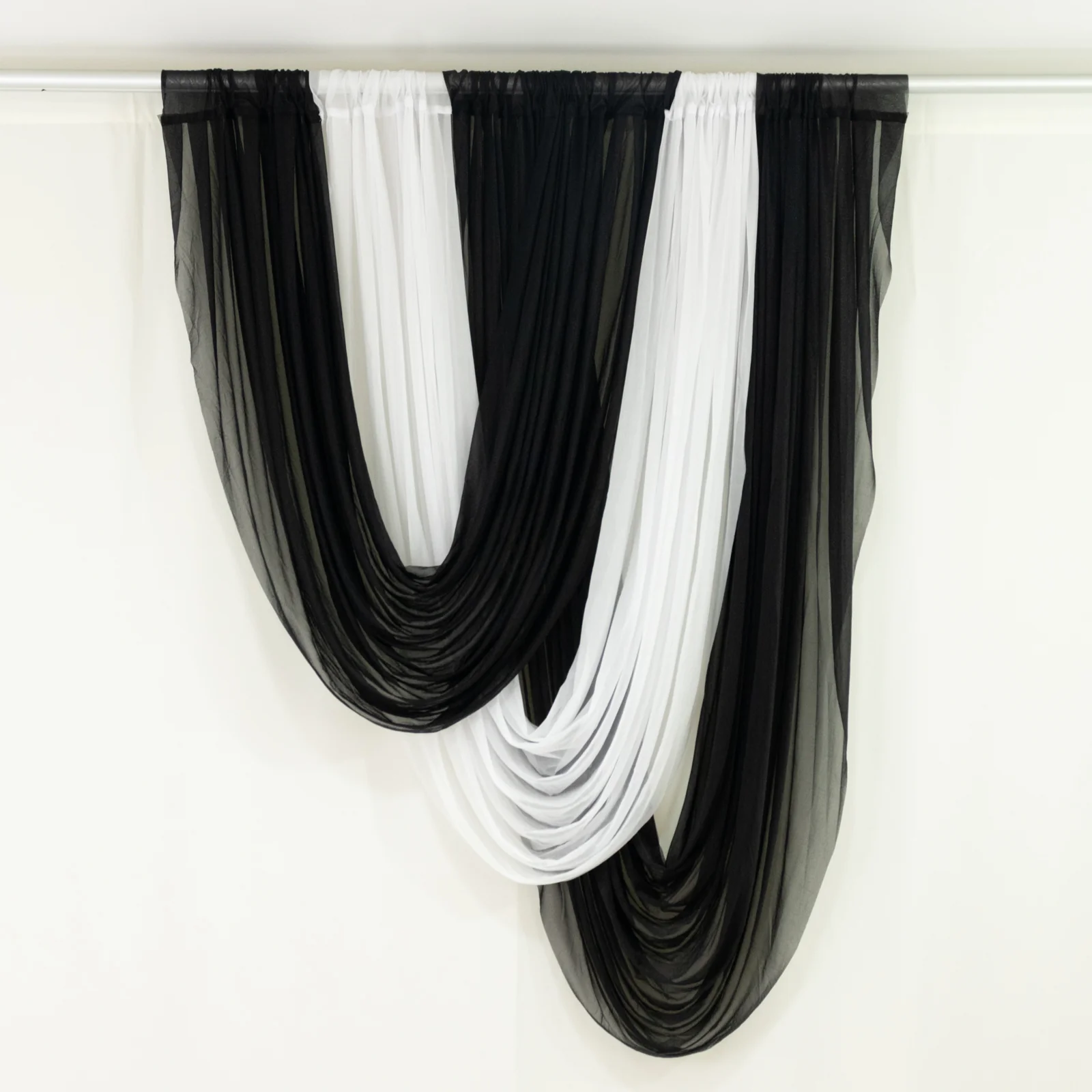 Sheer Chiffon Valance Curtain 4ft x 5ft – Black Wedding Arch Voile Drape with Rod Pocket, Backdrop Panel - Image 8