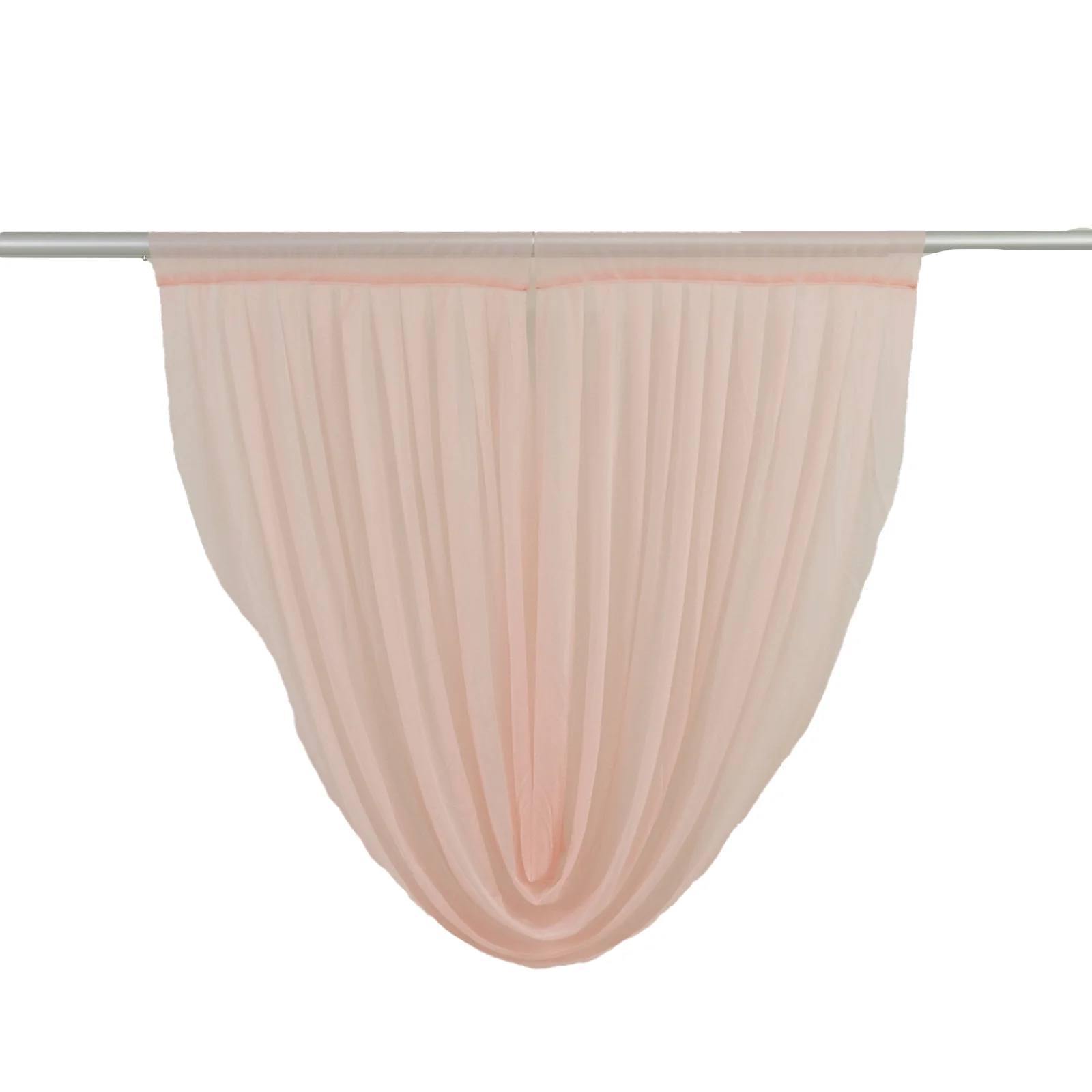 Sheer Chiffon Backdrop Valance Drapes – 4ft x 4ft Blush Curved Swag Topper Panel - Image 7