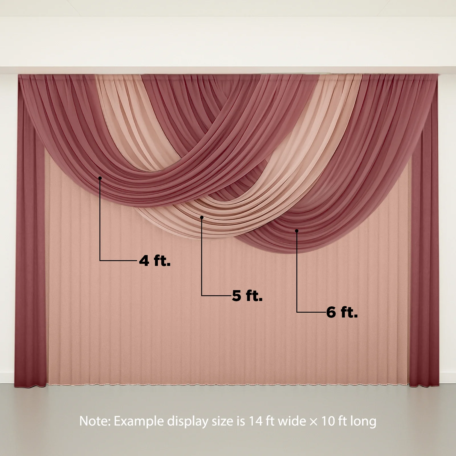 Sheer Chiffon Valance Curtain 4ft x 5ft – Blush Wedding Arch Voile Drape with Rod Pocket, Backdrop Panel - Image 3