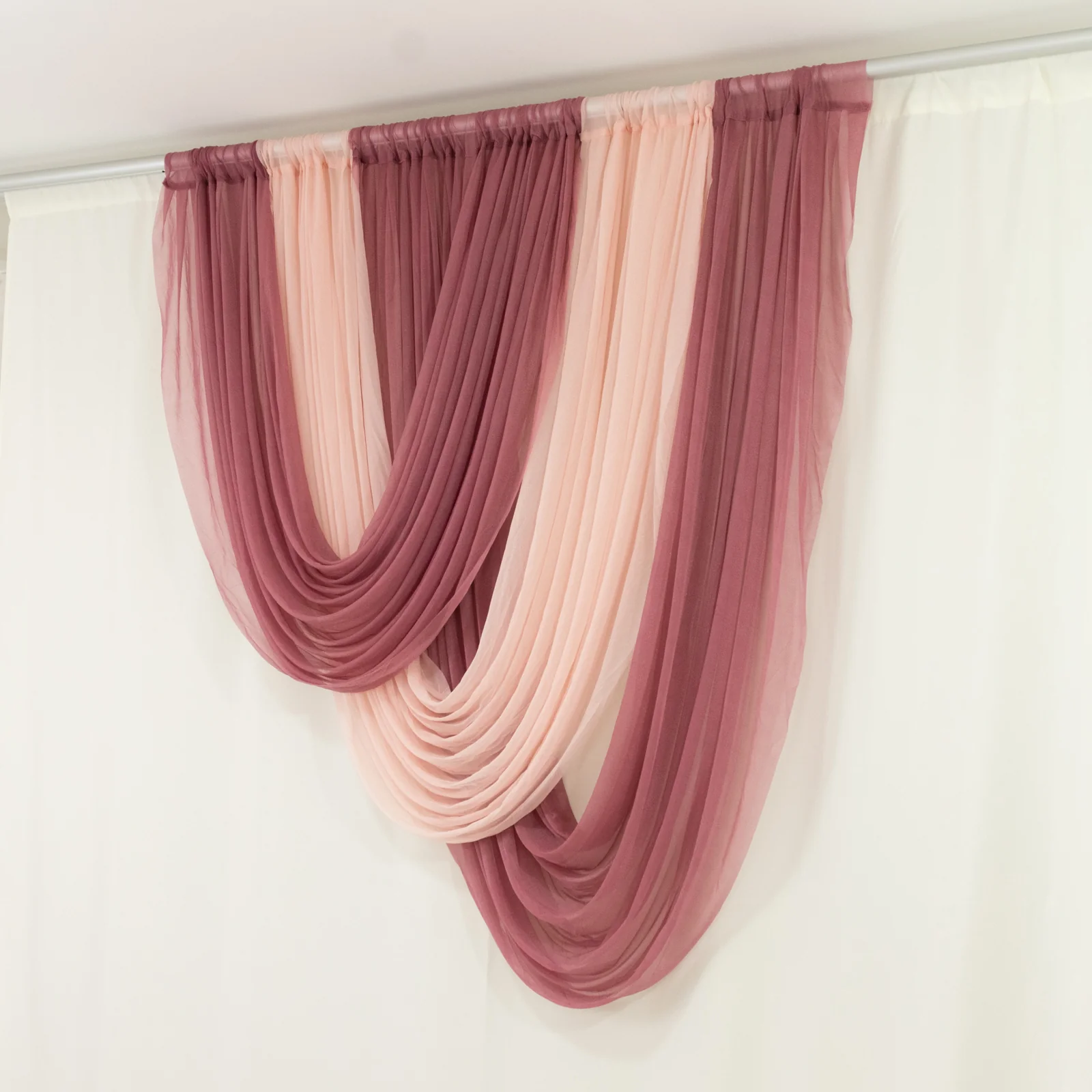 Sheer Chiffon Valance Curtain 4ft x 5ft – Blush Wedding Arch Voile Drape with Rod Pocket, Backdrop Panel - Image 8