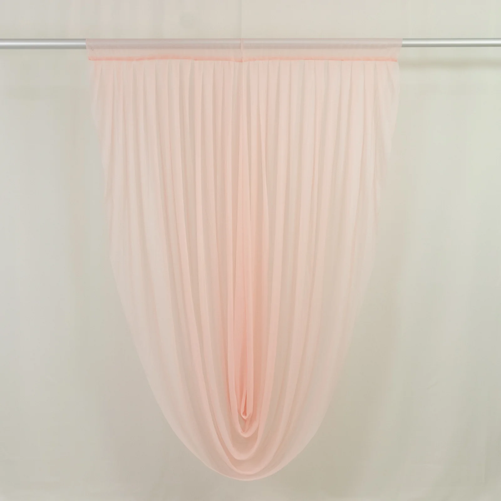 Sheer Chiffon Valance Curtain 4ft x 6ft – Blush Wedding Arch Voile Drape with Rod Pocket, Backdrop Panel