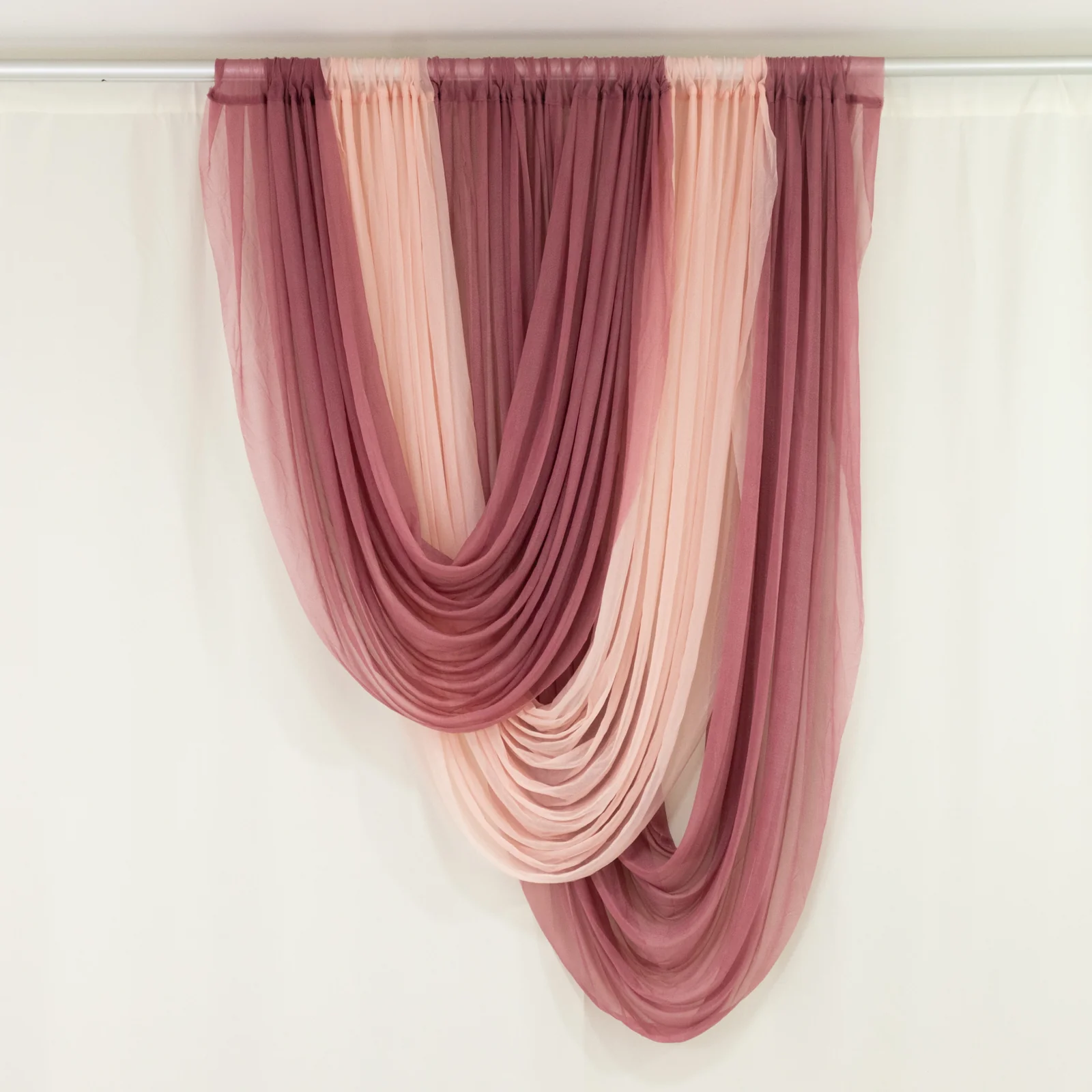 Sheer Chiffon Valance Curtain 4ft x 6ft – Blush Wedding Arch Voile Drape with Rod Pocket, Backdrop Panel - Image 2