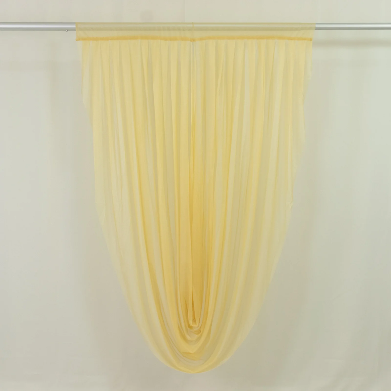 Sheer Chiffon Valance Curtain 4ft x 6ft – Champagne Wedding Arch Voile Drape with Rod Pocket, Backdrop Panel