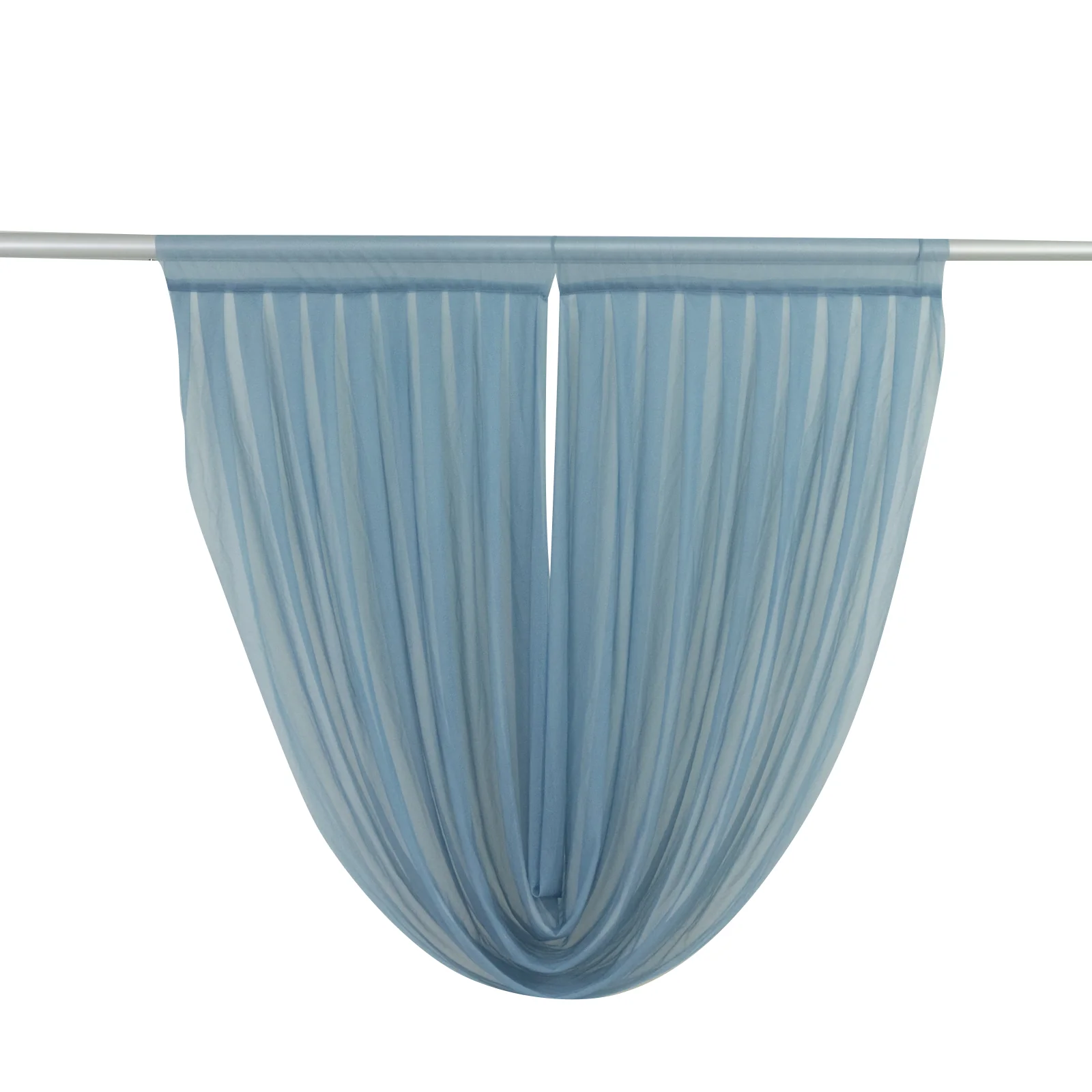 Sheer Chiffon Backdrop Valance Drapes – 4ft x 4ft Dusty Blue Curved Swag Topper Panel - Image 2