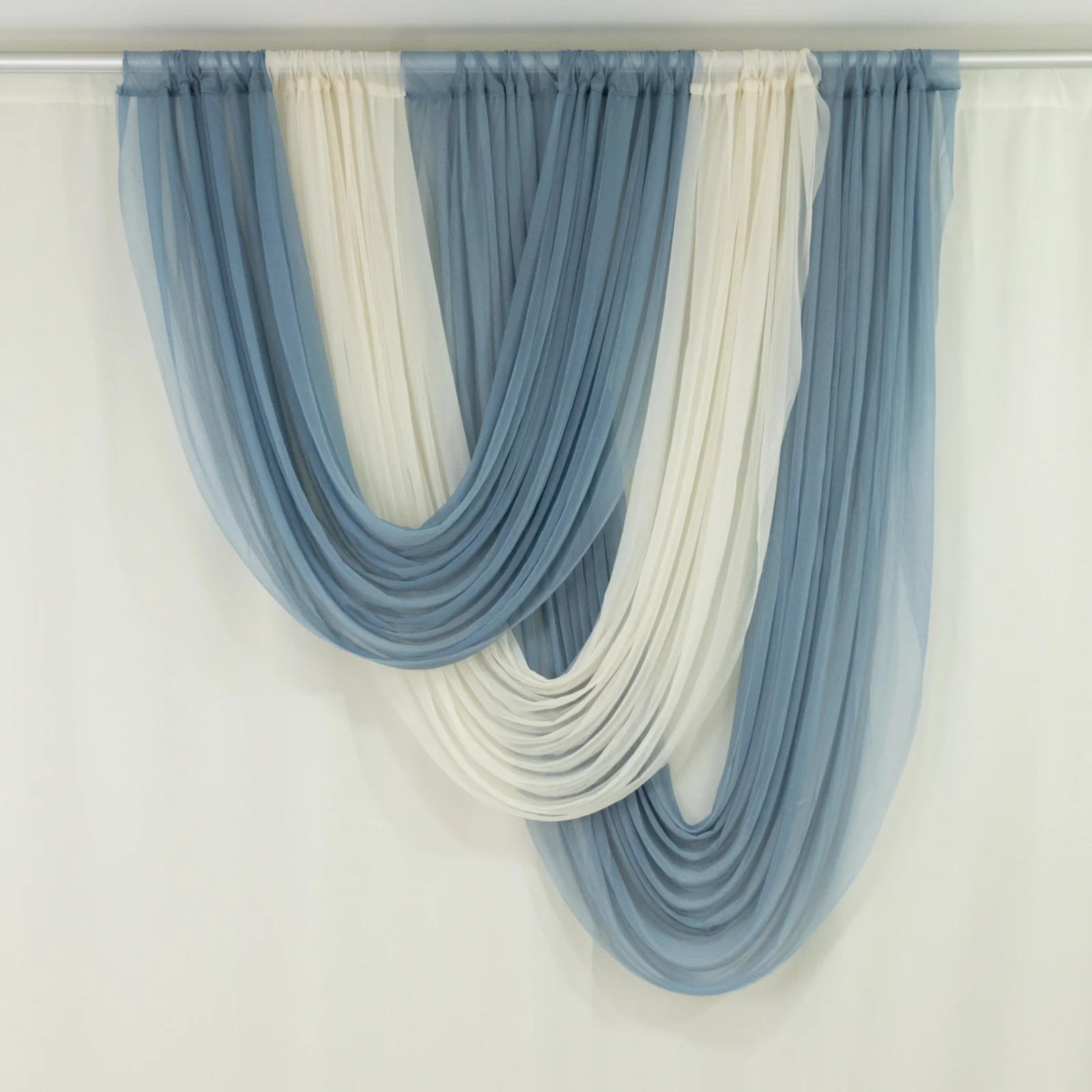 Sheer Chiffon Valance Curtain 4ft x 6ft – Dusty Blue Wedding Arch Voile Drape with Rod Pocket, Backdrop Panel - Image 2