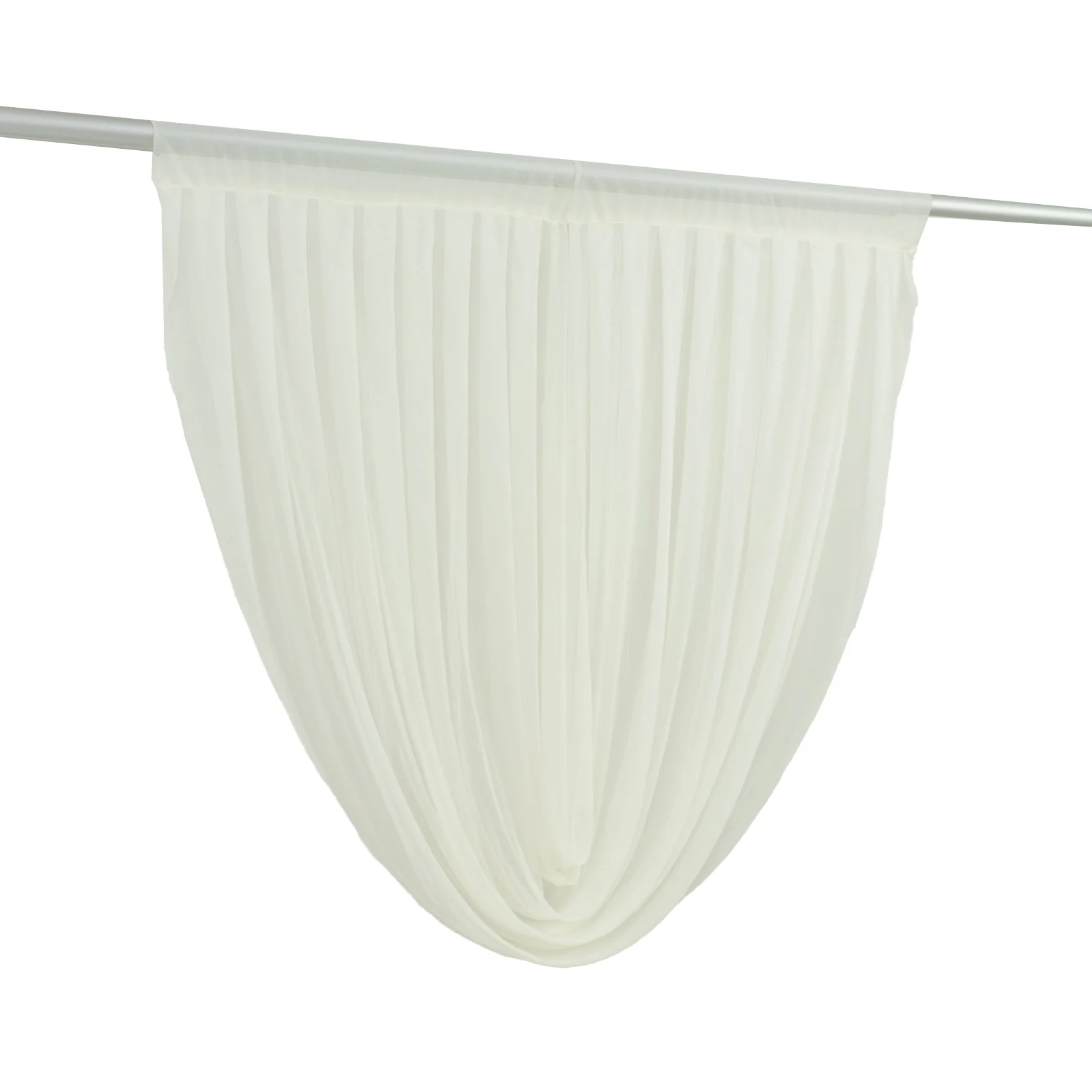 Sheer Chiffon Backdrop Valance Drapes – 4ft x 4ft Ivory Curved Swag Topper Panel - Image 3