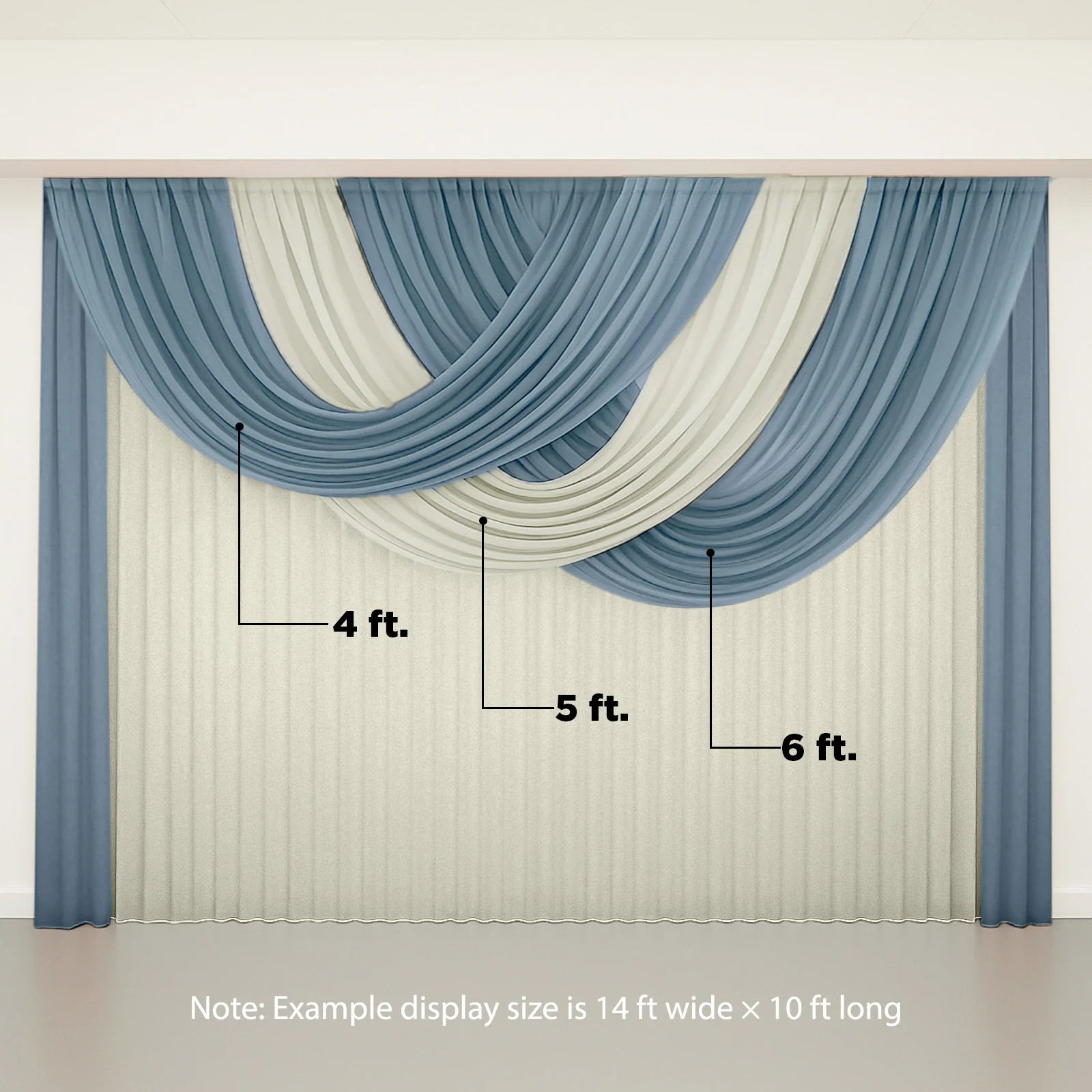 Sheer Chiffon Valance Curtain 4ft x 5ft – Ivory Wedding Arch Voile Drape with Rod Pocket, Backdrop Panel - Image 6