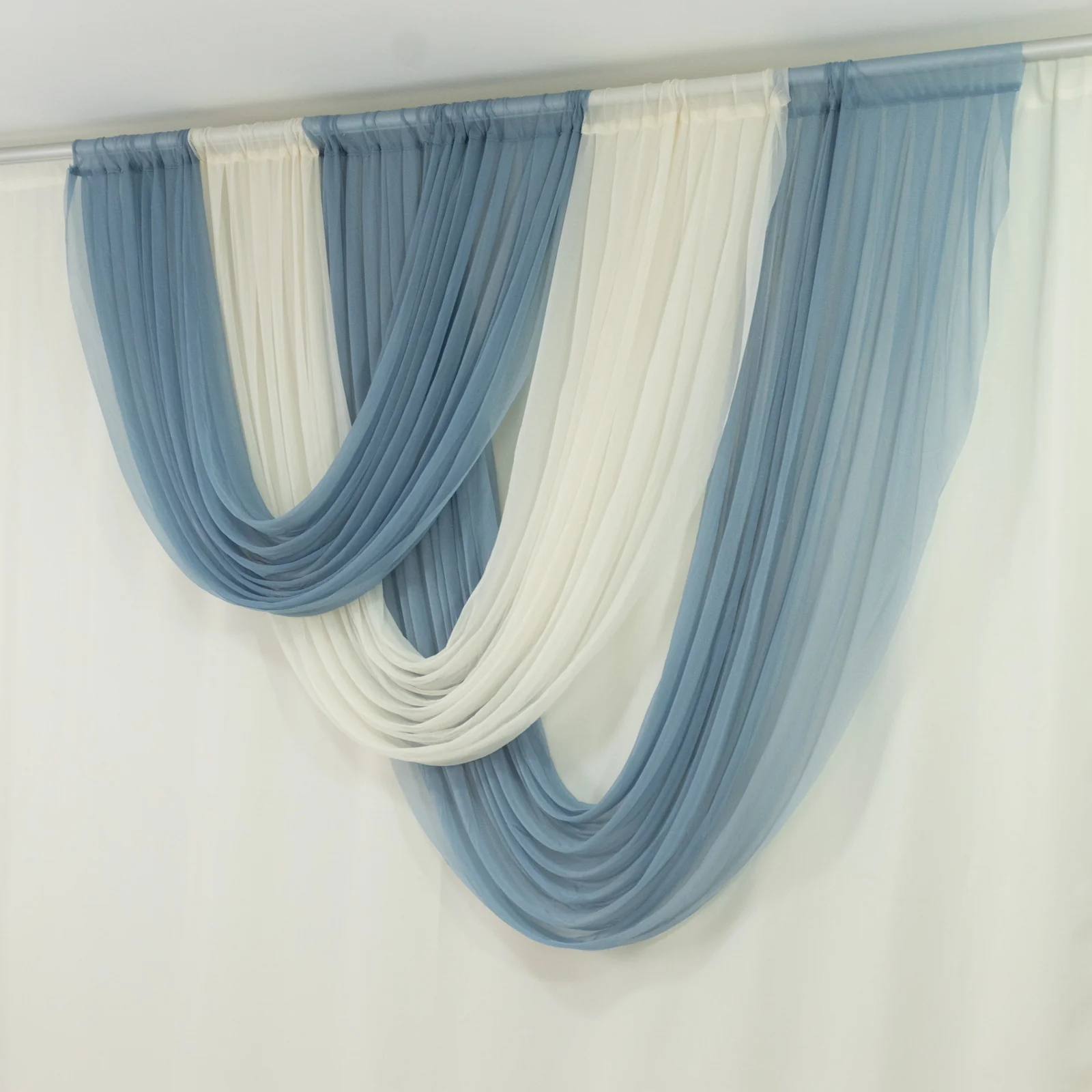 Sheer Chiffon Valance Curtain 4ft x 6ft – Ivory Wedding Arch Voile Drape with Rod Pocket, Backdrop Panel - Image 3