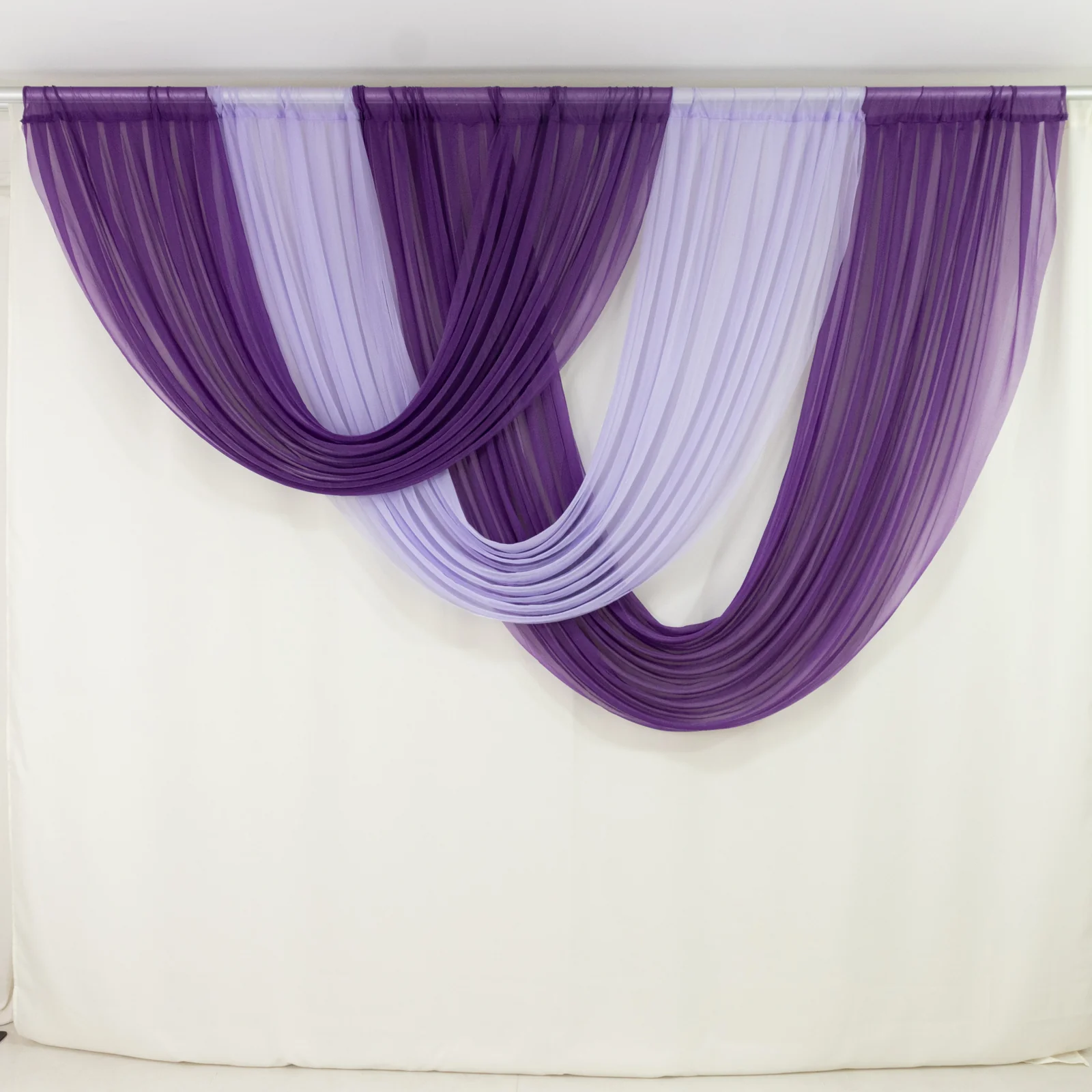 Sheer Chiffon Backdrop Valance Drapes – 4ft x 4ft Lavender Lilac Curved Swag Topper Panel - Image 2