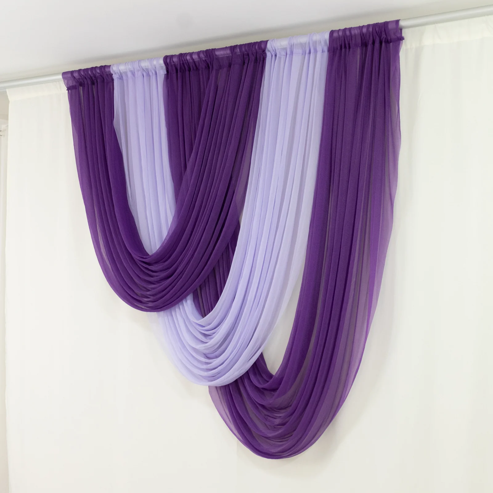 Sheer Chiffon Valance Curtain 4ft x 5ft – Lavender Lilac Wedding Arch Voile Drape with Rod Pocket, Backdrop Panel - Image 8