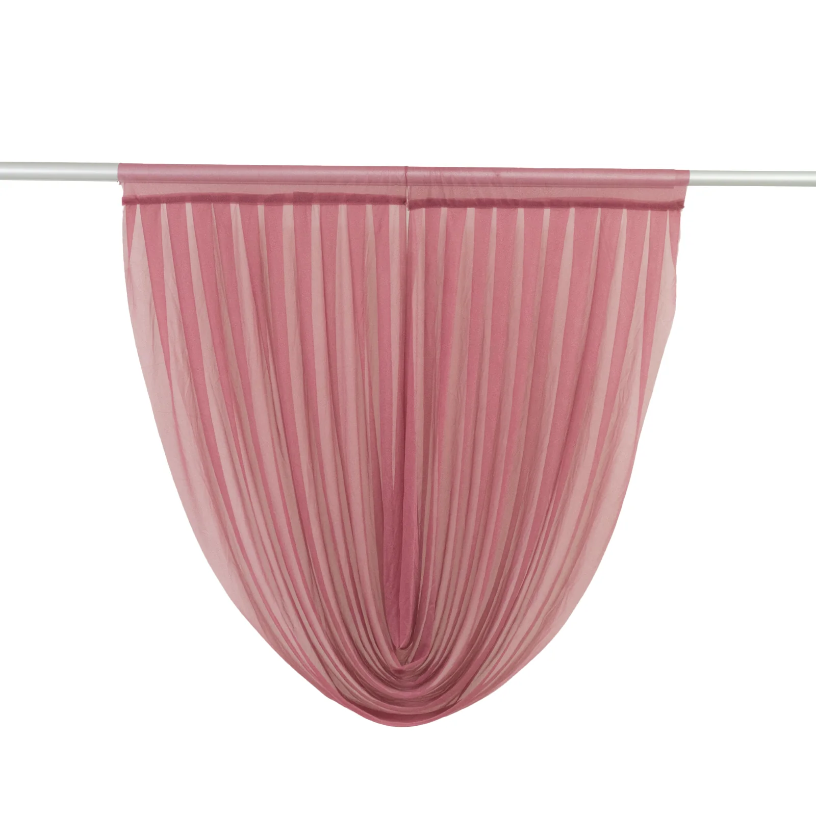Sheer Chiffon Backdrop Valance Drapes – 4ft x 4ft Mauve Cinnamon Rose Curved Swag Topper Panel - Image 2